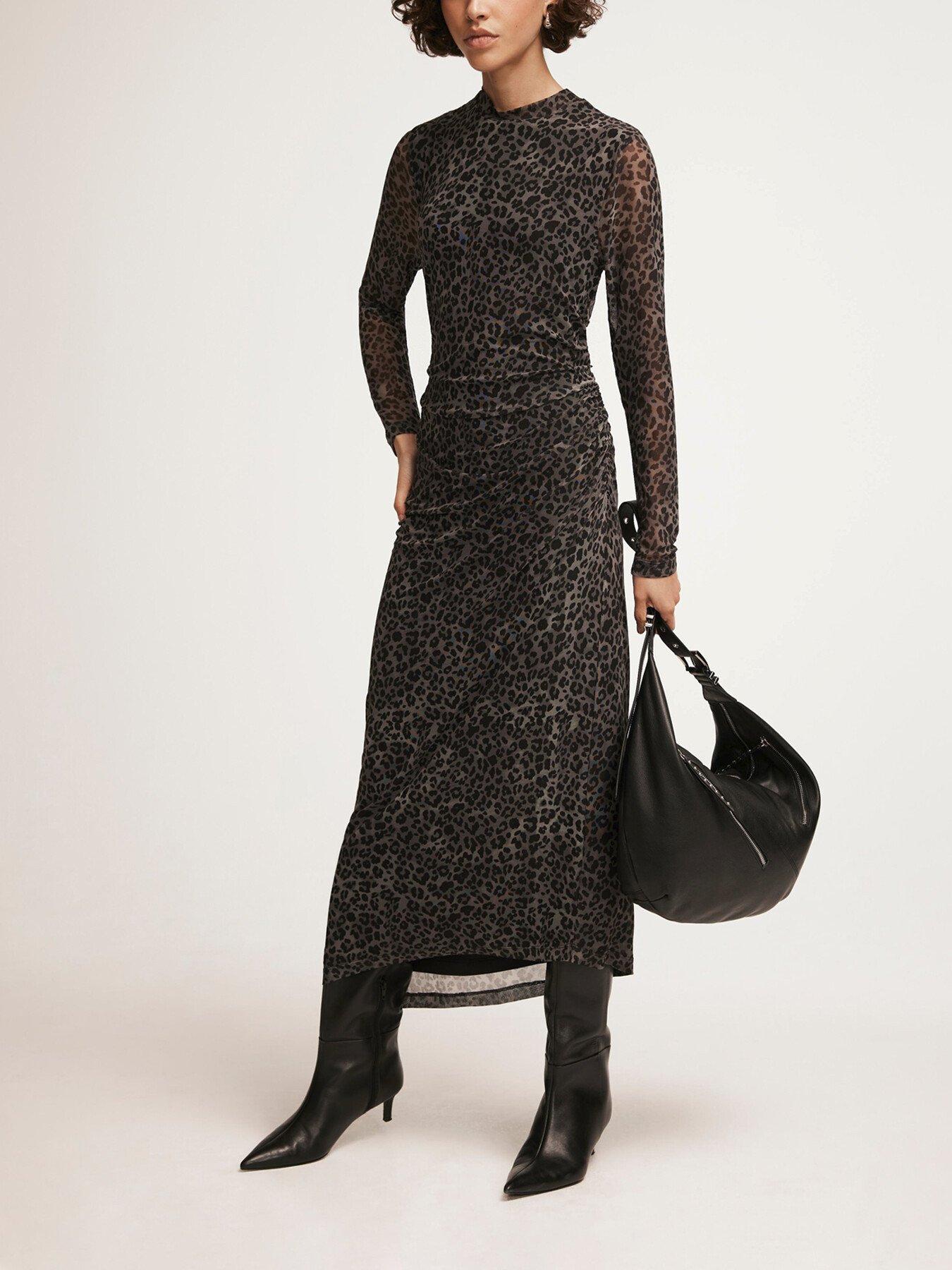 mint velvet green leopard print dress Mint Velvet khaki animal print maxi 14 – The Wardrobe