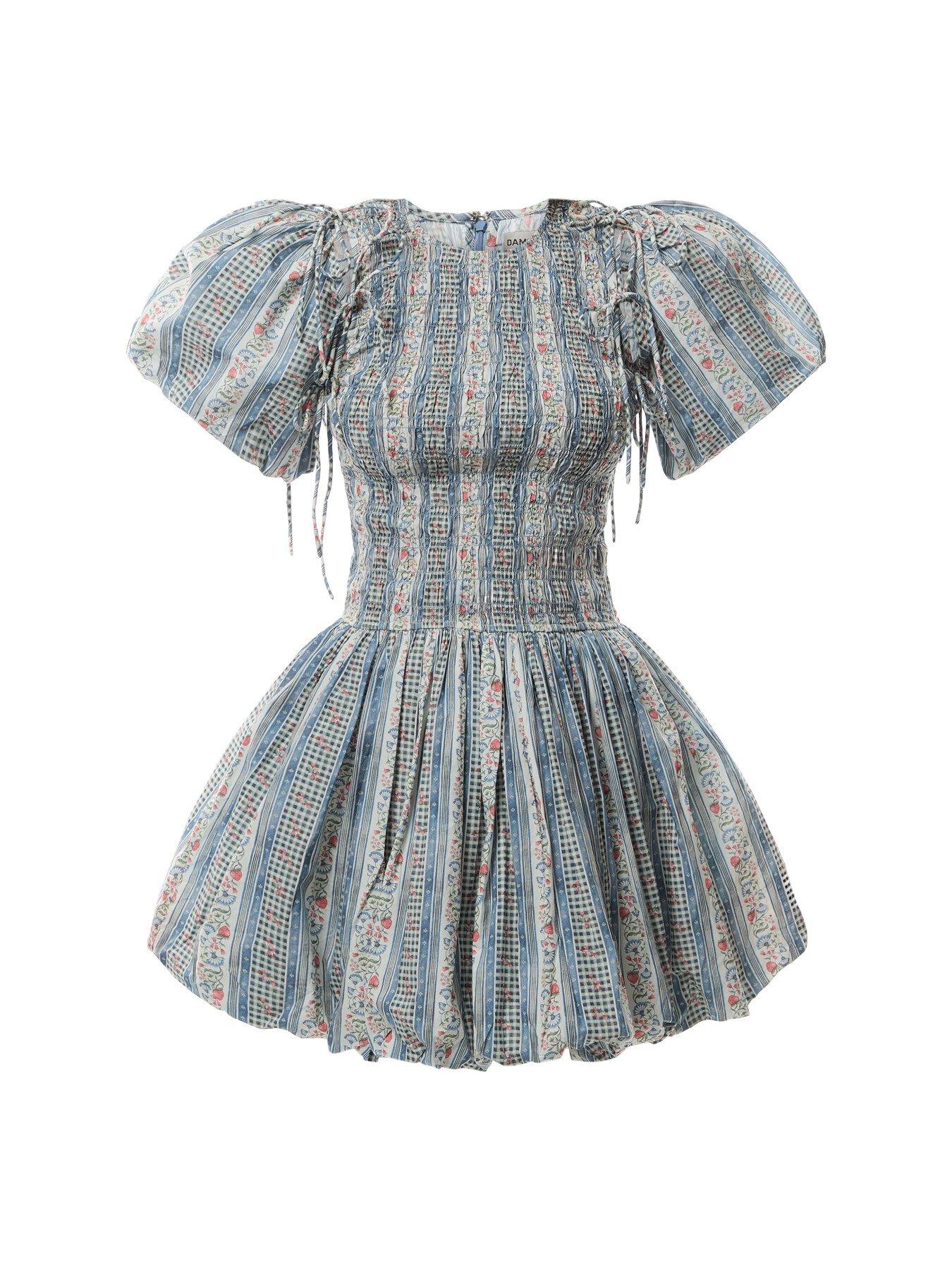 damson madder becca bubble mini dress Damson Madder Women's Becca Bubble Mini Dress in Blue