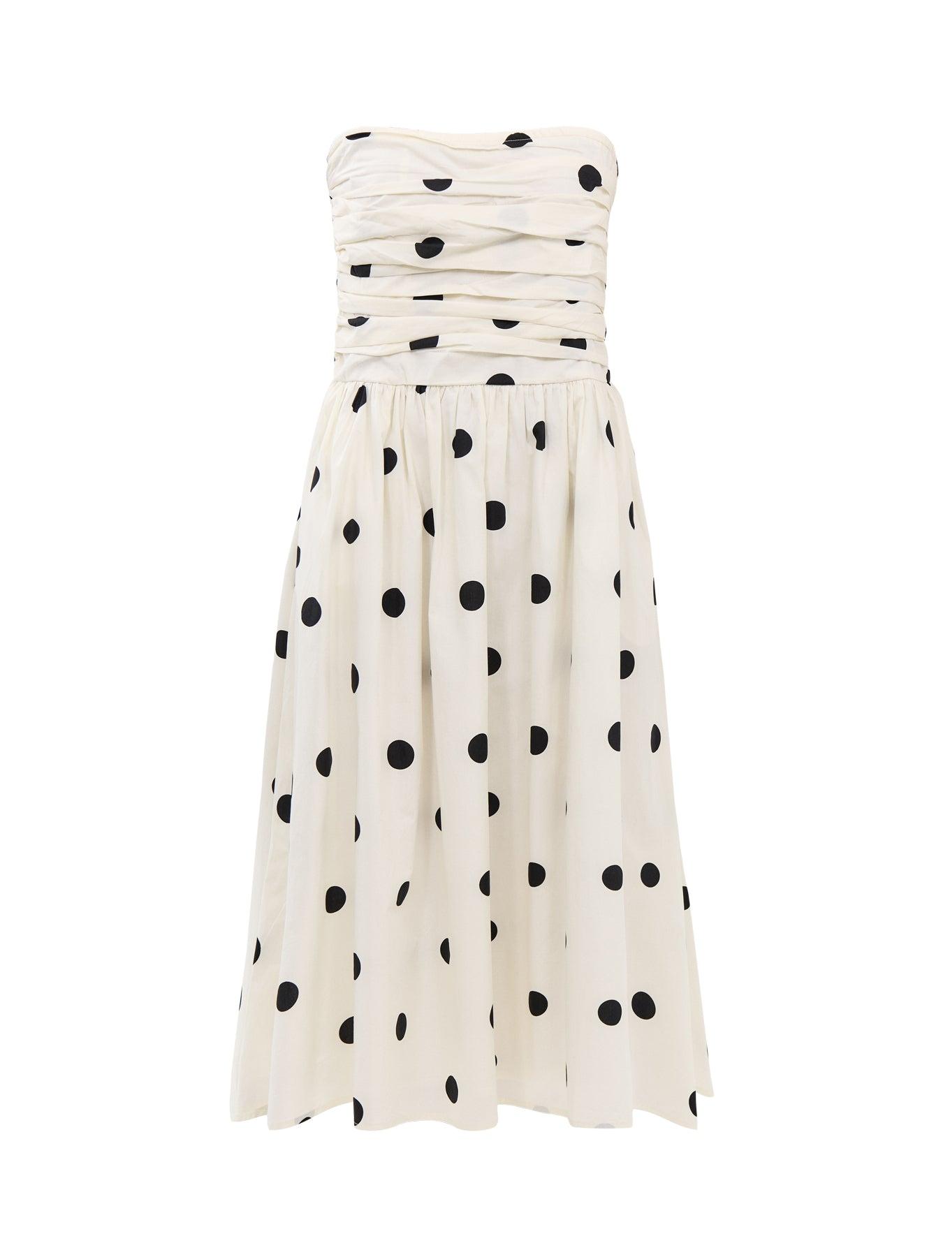 Nobody's Child Polka Dot Bandeau Felicity Midi Dress in White