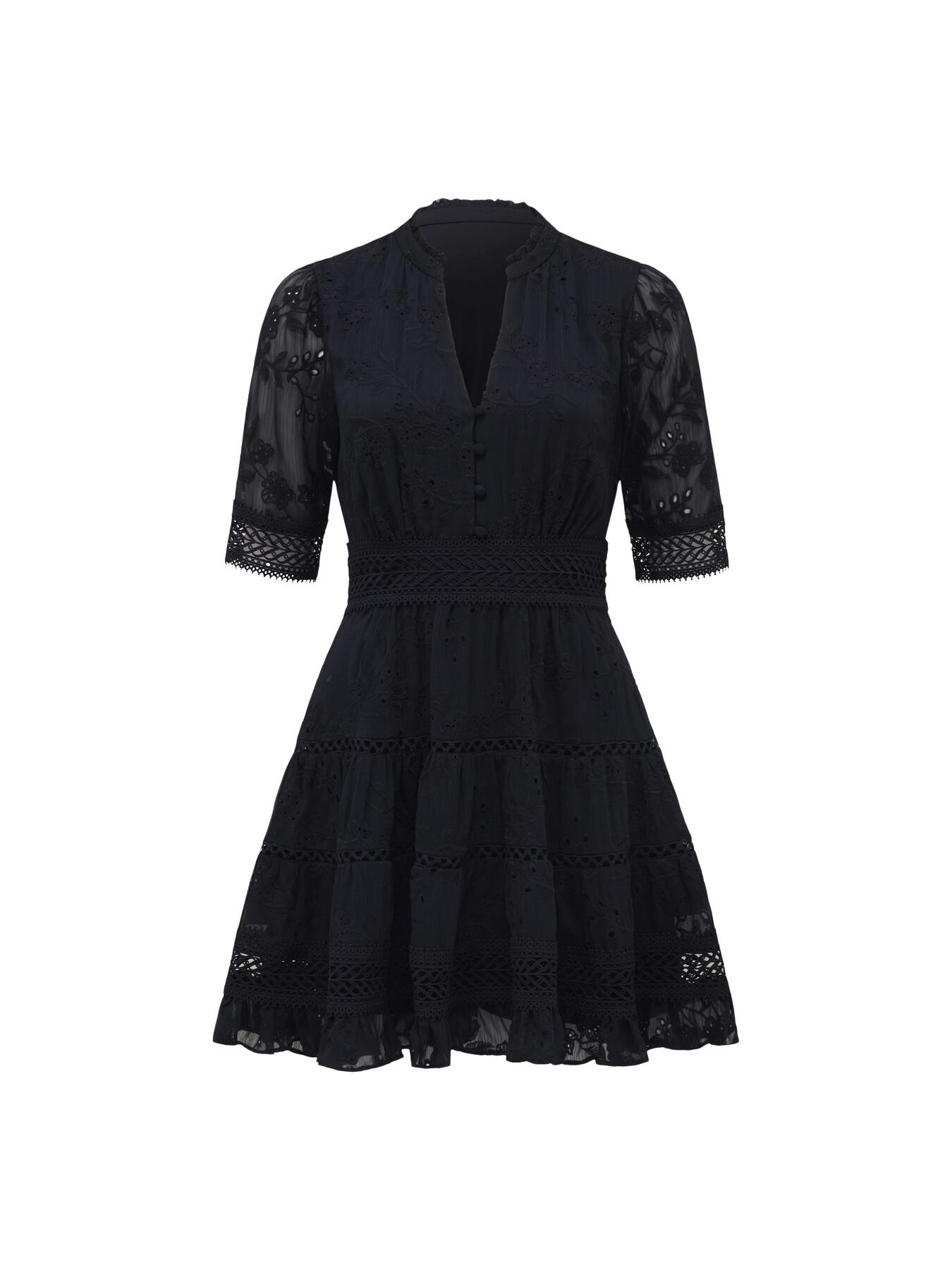 Forever New Women's Lillian Trim Detail Mini Skater Dress in Black