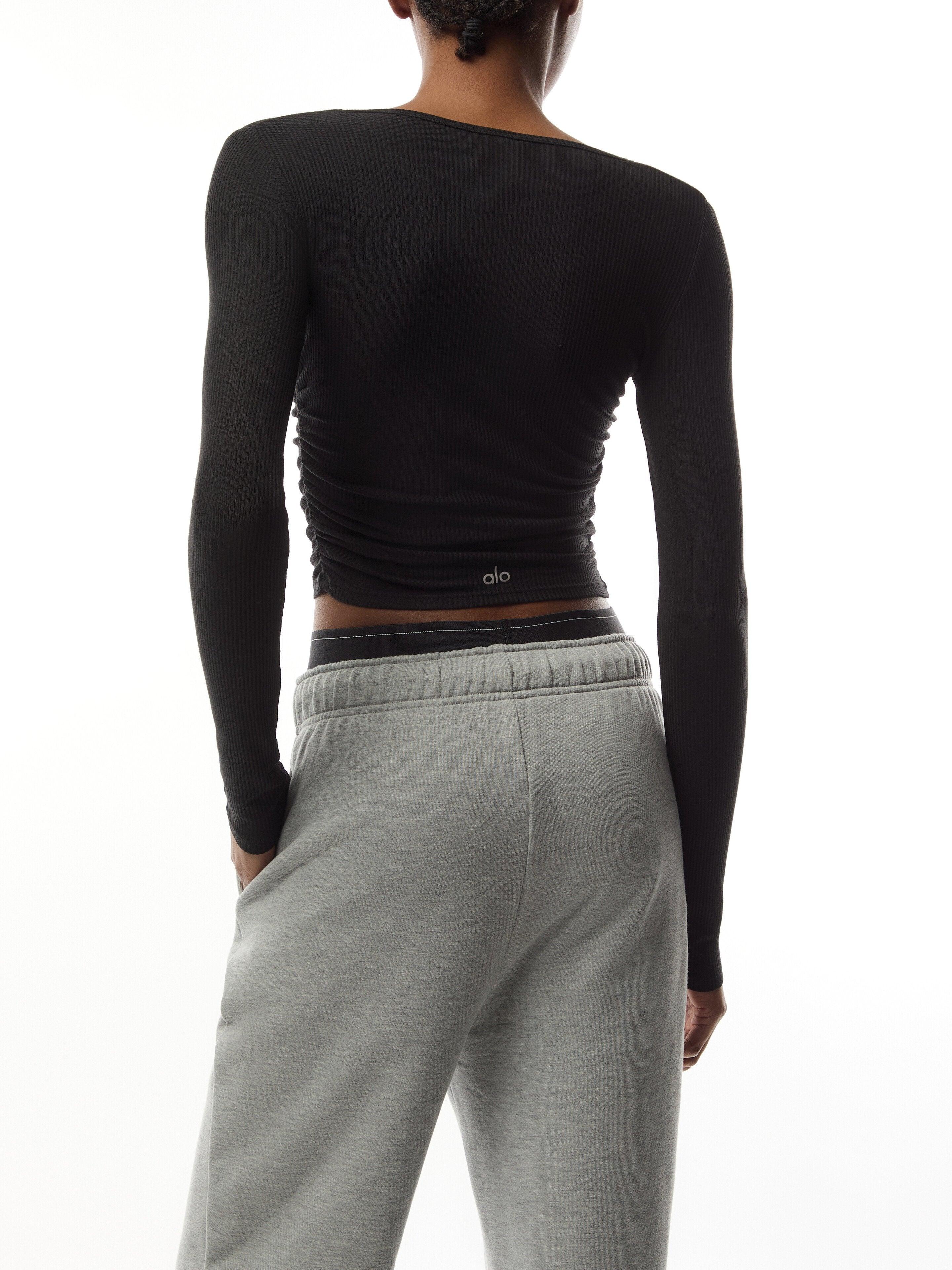 Alo Yoga Gather Long Sleeve Top in Black | Lyst UK