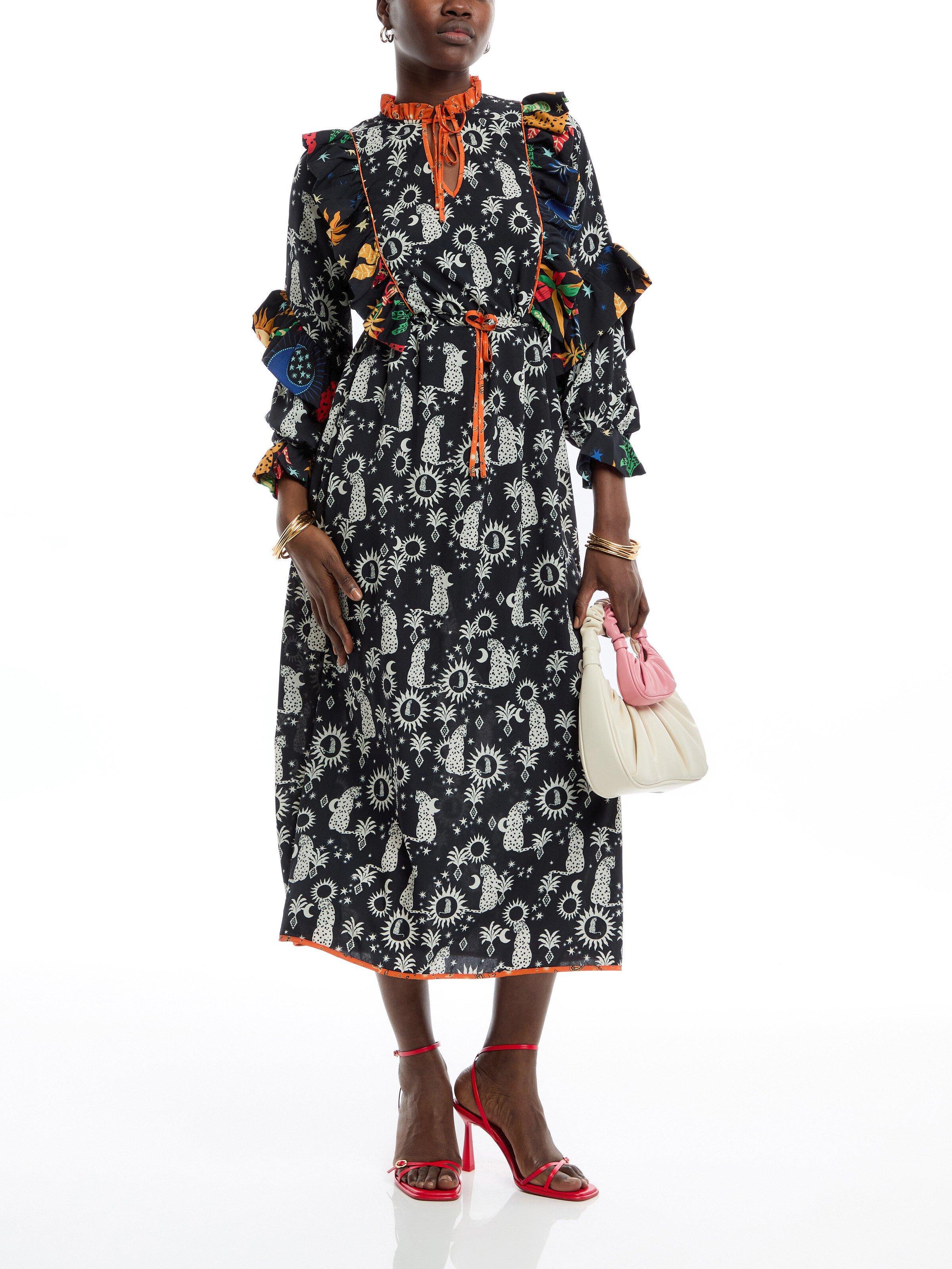 never fully dressed green leopard dress Green sandals with rising strips and tied in heel main image 1