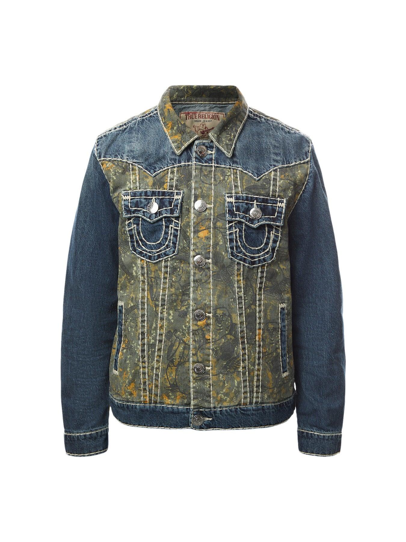True Religion Camo Jean Jacket TRUE RELIGION Super T Jimmy Jacket Buddha  Camo In Blue For Men