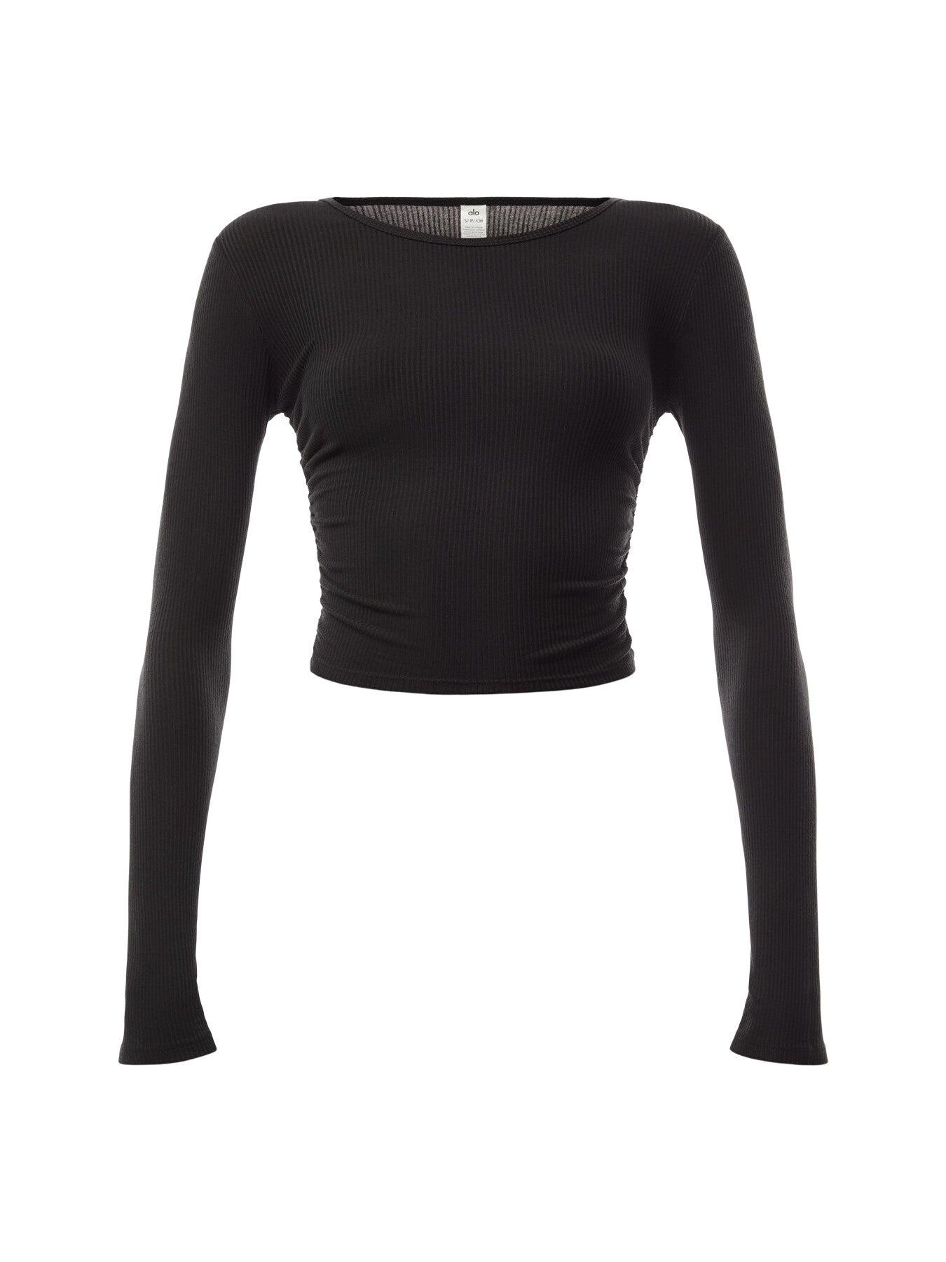 Alo Yoga Gather Long Sleeve Top in Black | Lyst UK