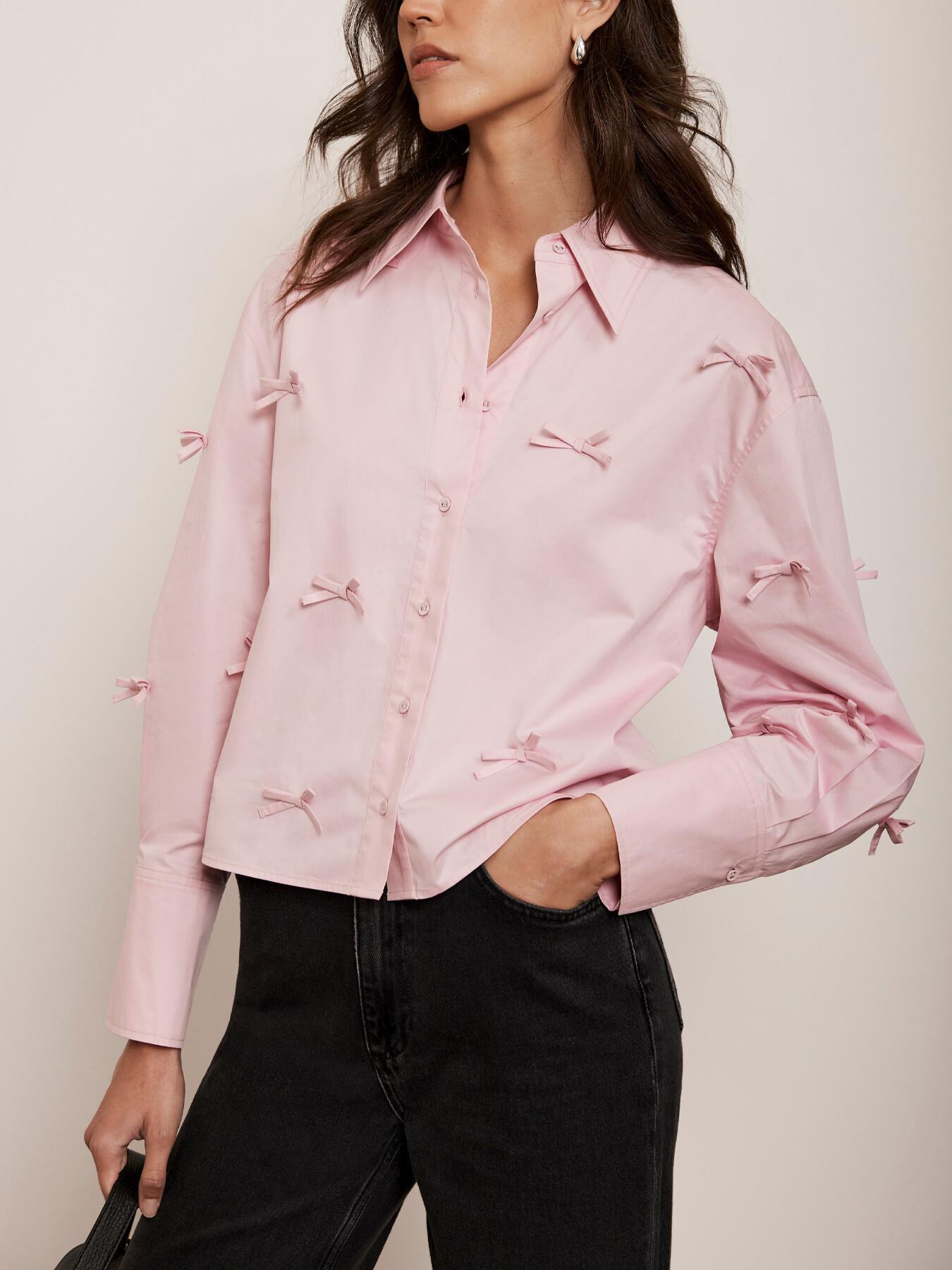 Mint Velvet Women's Bow Detail Cropped Shirt in Pink Lyst UK