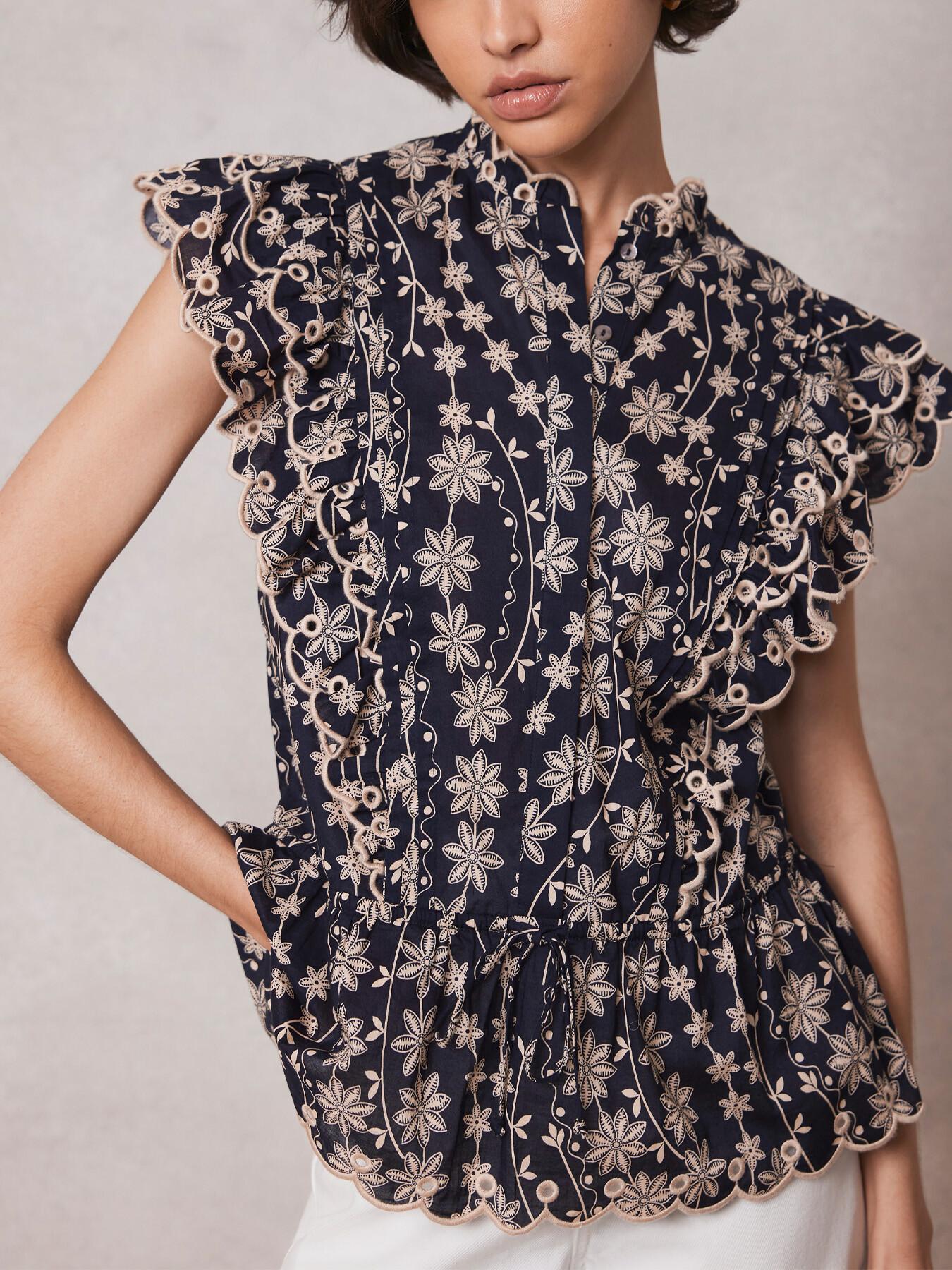 Mint Velvet Women's Navy Floral Print Blouse in Blue Lyst UK