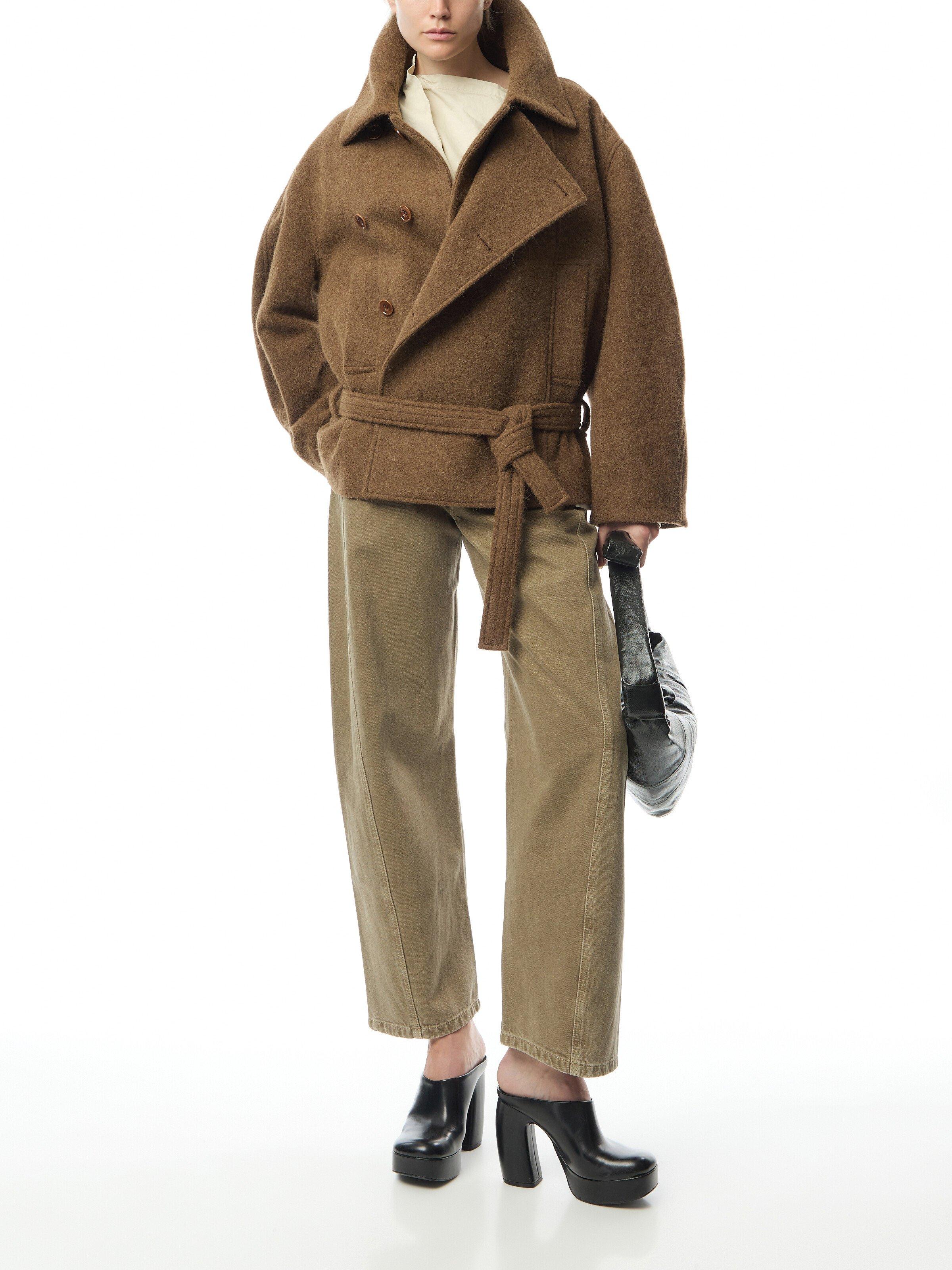Lemaire Women's Short Asymmetrical Bathrobe Coat in Brown Lemaire Women's Short Asymmetrical Bathrobe Coat in Brown