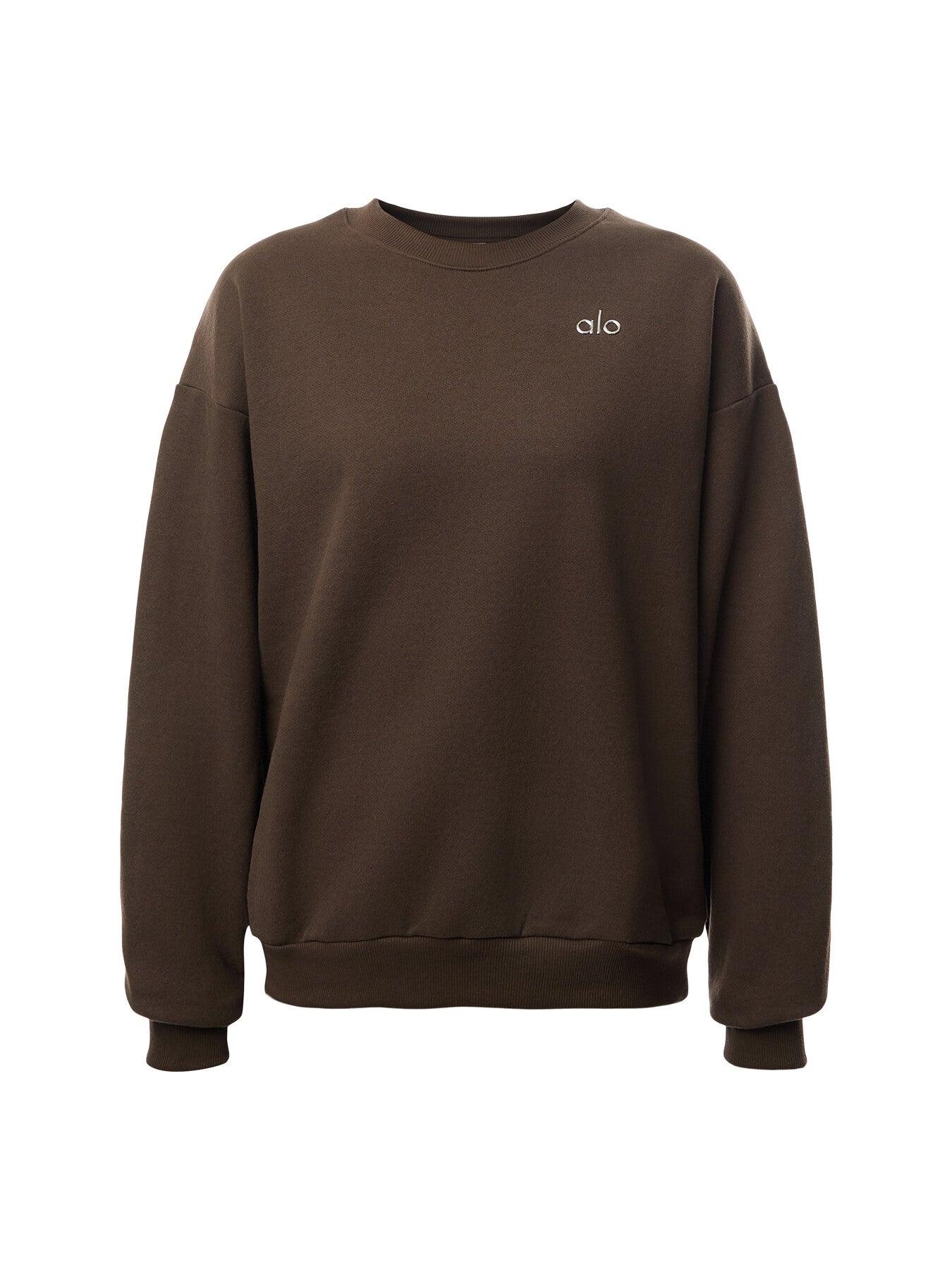Alo Yoga Accolade Crew Neck Pullover in Brown | Lyst UK