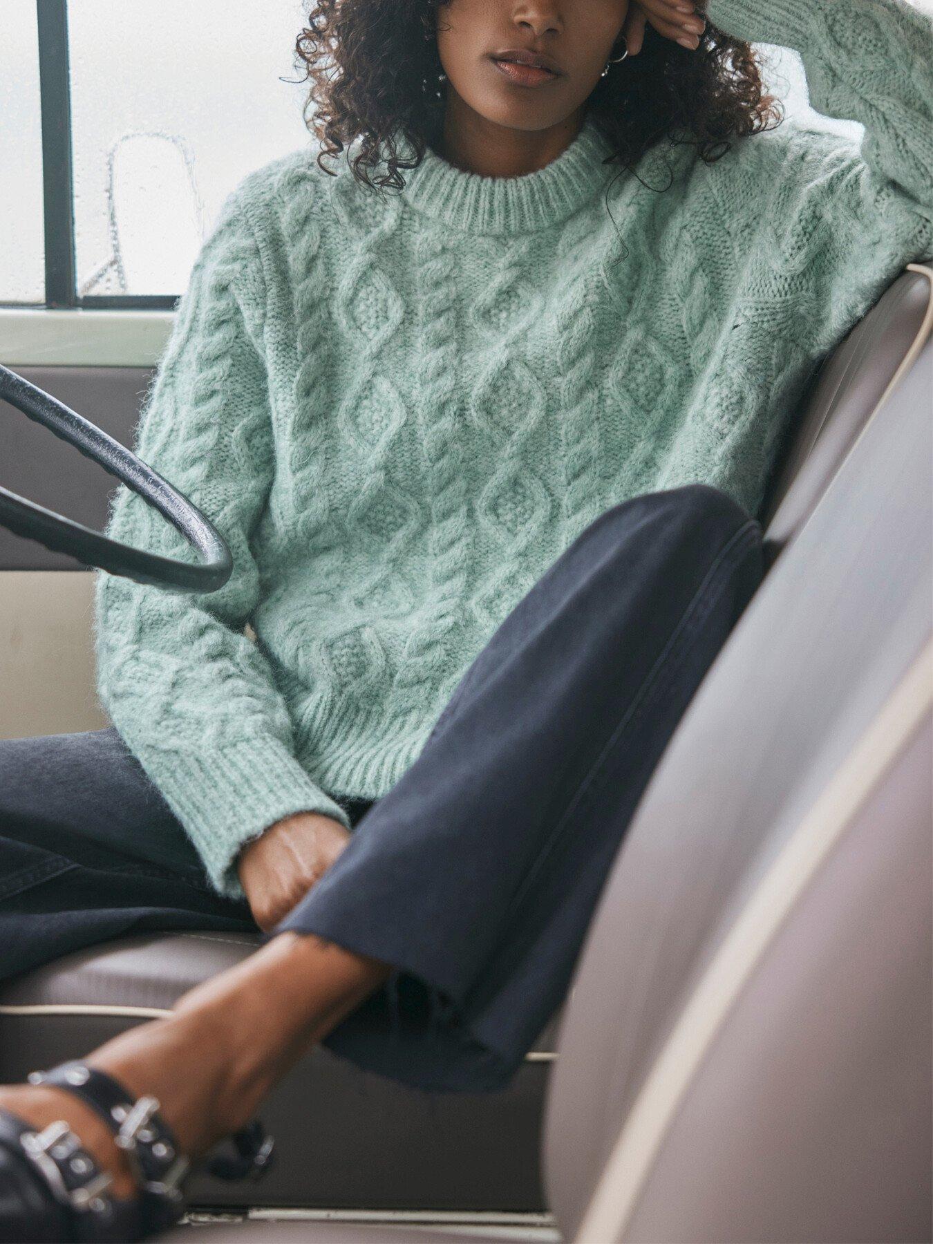 Velvet Cable Knit Sweaters Cable Knit Mint Velvet Green Jumper