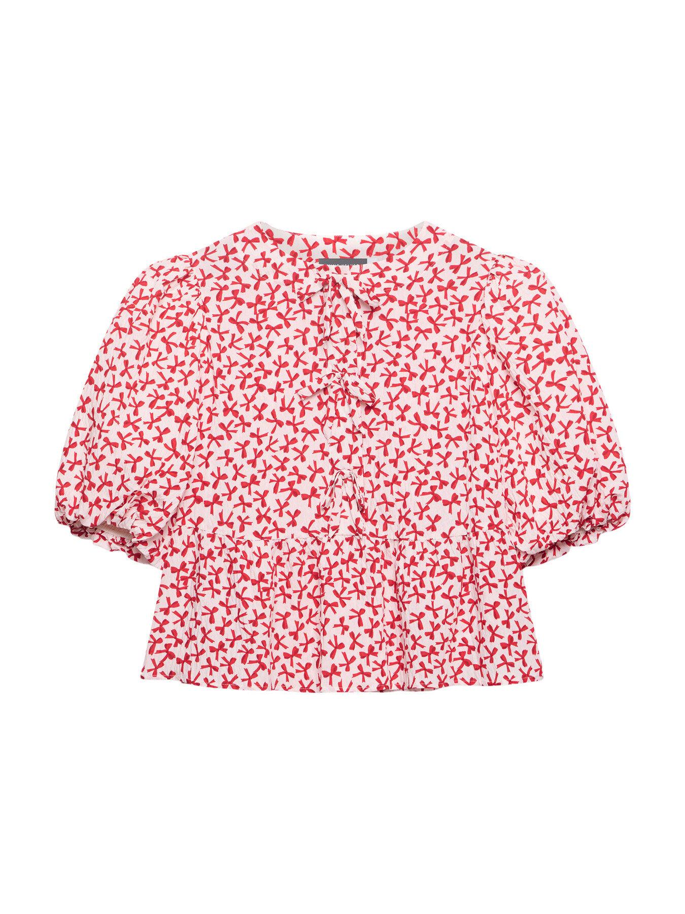 Mint Velvet Women's White Bow Print Puff Sleeve Top in Pink Lyst UK