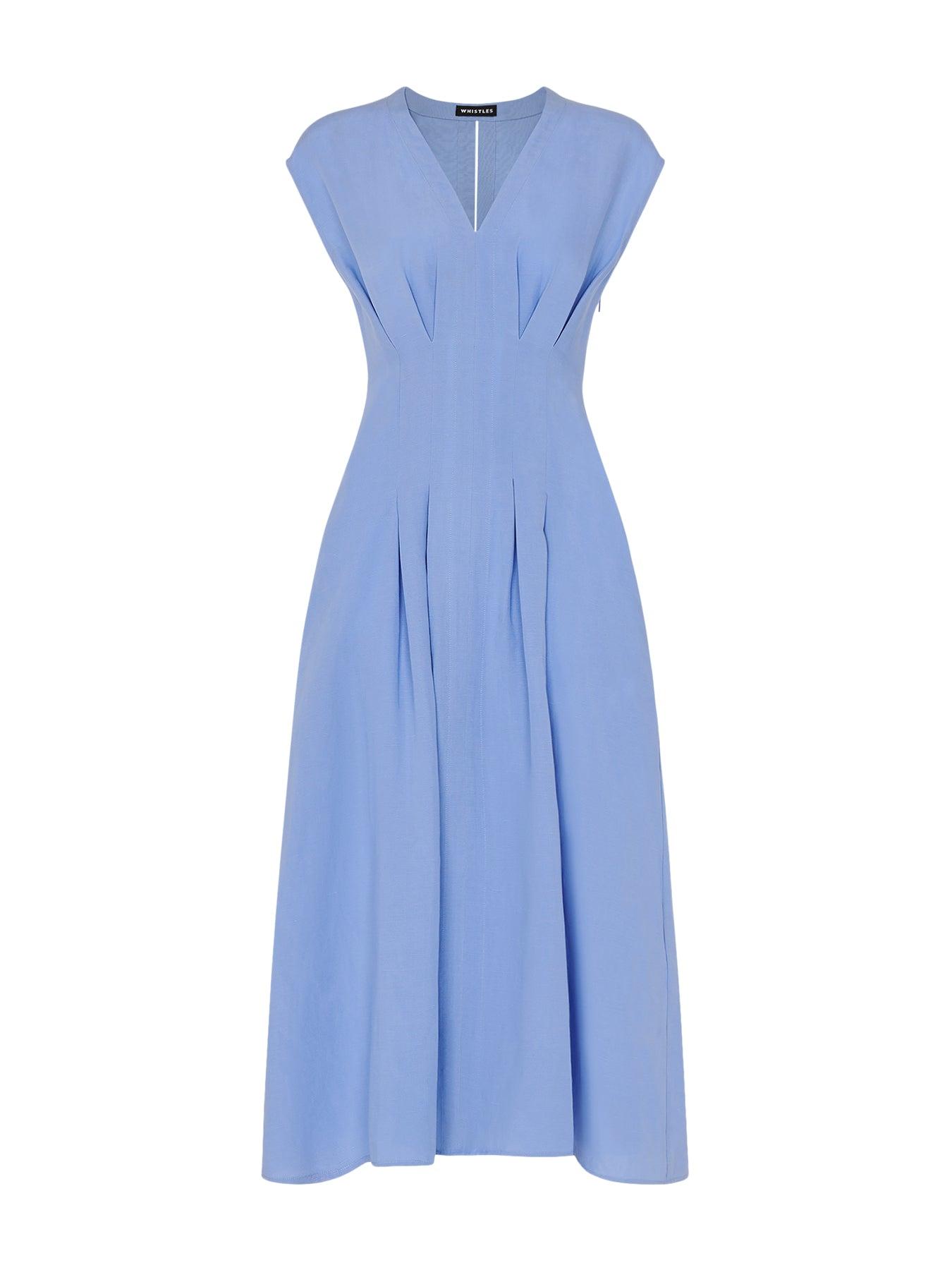 chinese dress ladies Turquoise Gloria Linen Blend Dress – Fenwick