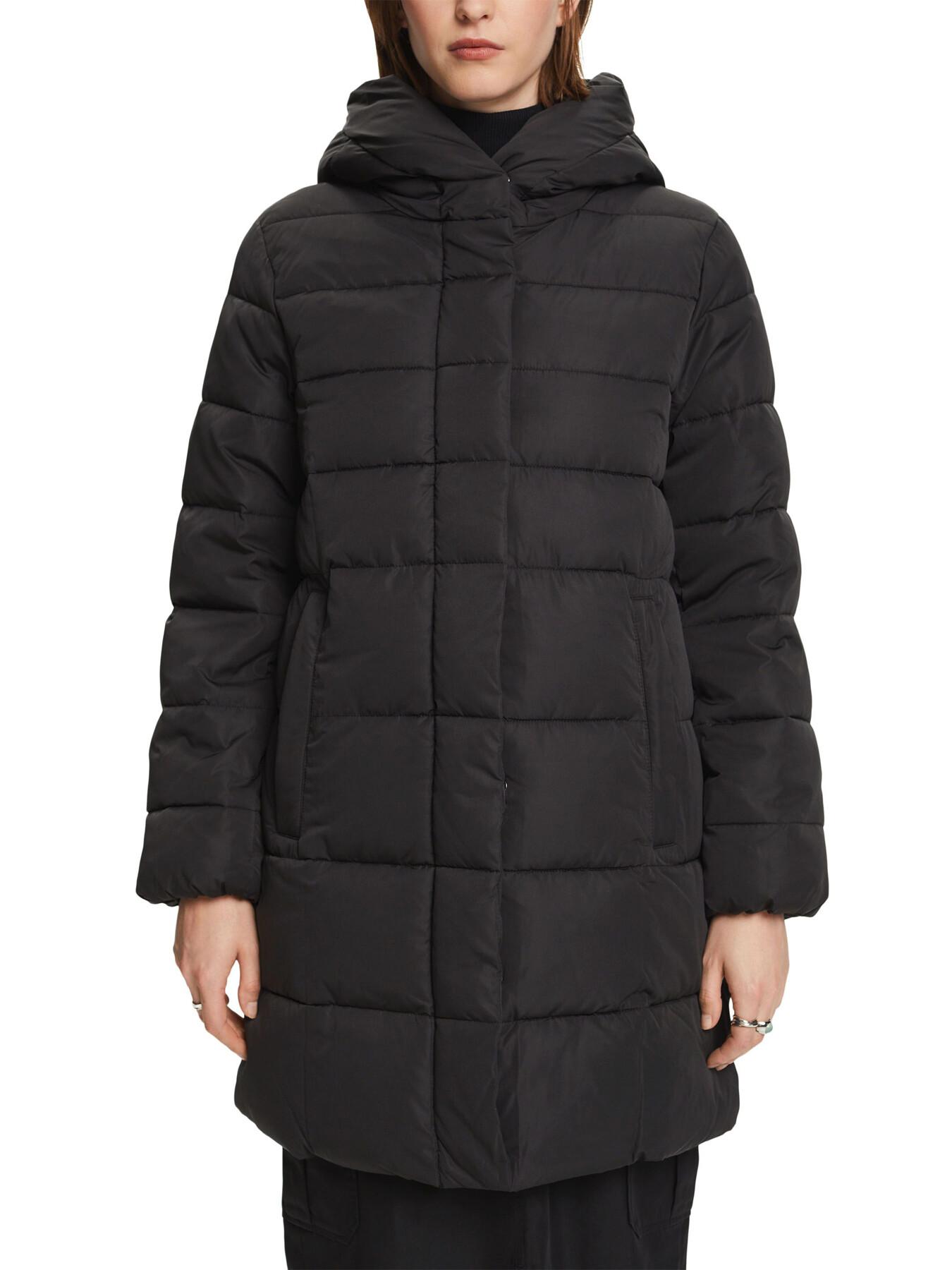 Esprit mid padded jacket with faux fur hood in black online