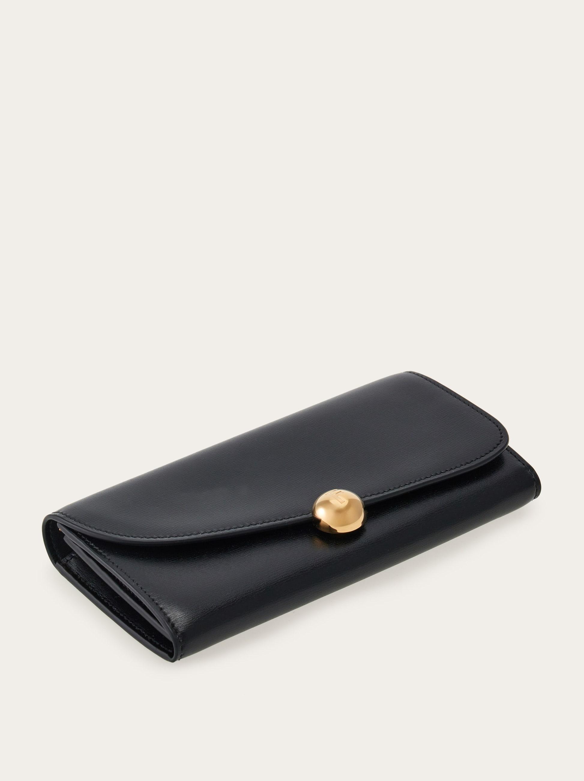 Ferragamo Asymmetrical Flap Wallet in Black | Lyst