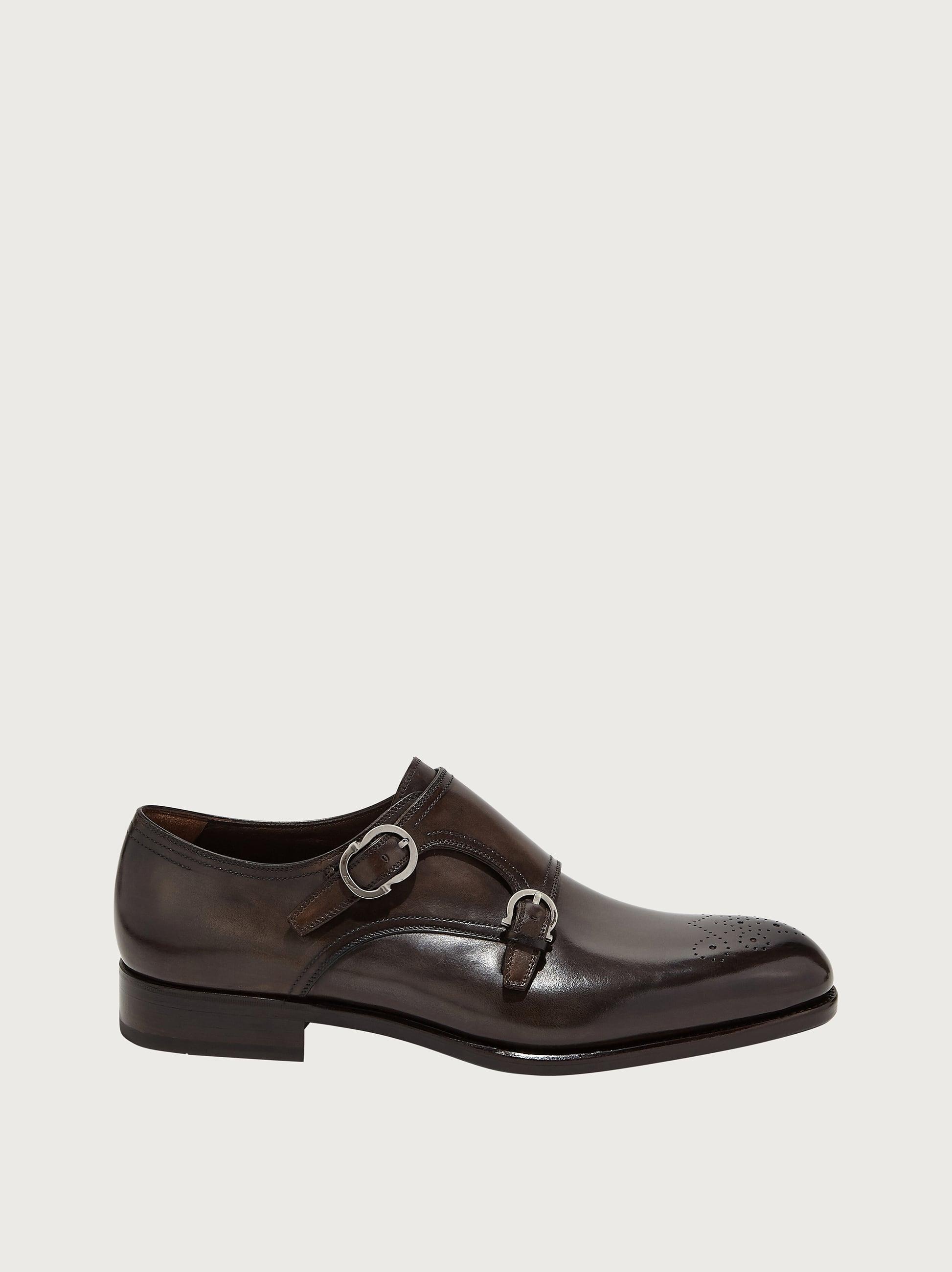 ferragamo double monk strap brown