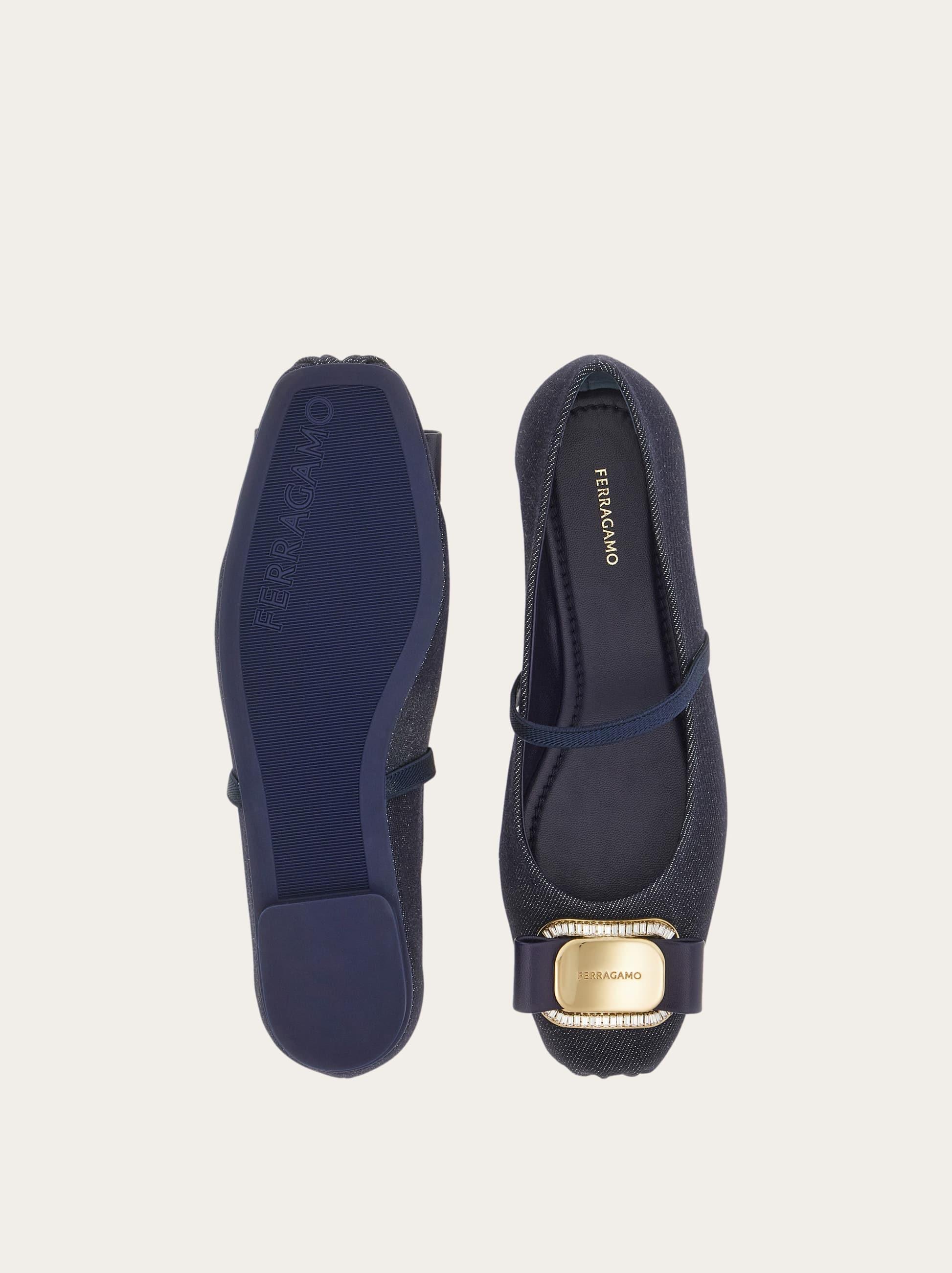 Ferragamo New Vara Plate Ballet Flat in Blue Lyst UK