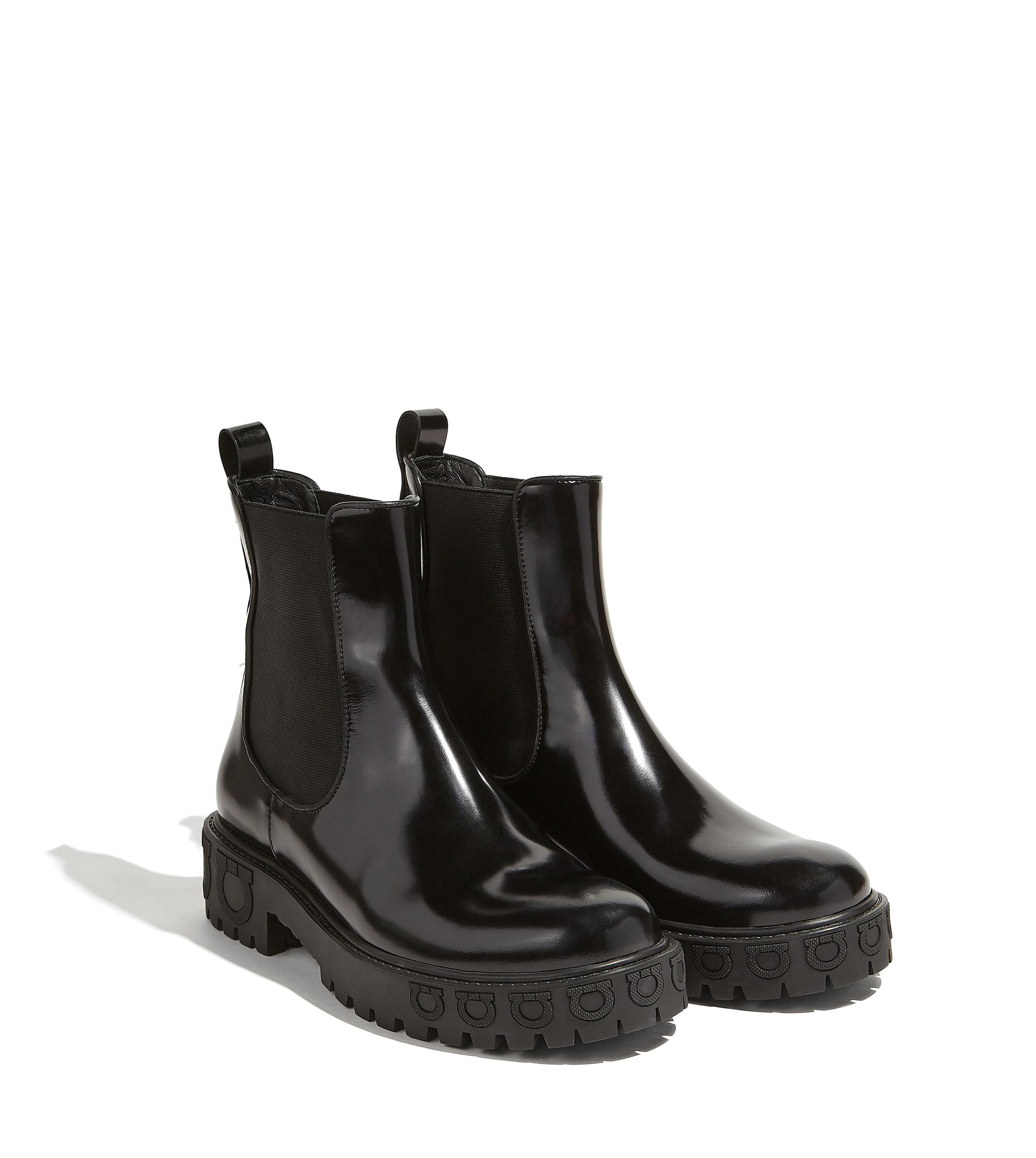 Ferragamo Gancini Patent Leather Boots in Black | Lyst