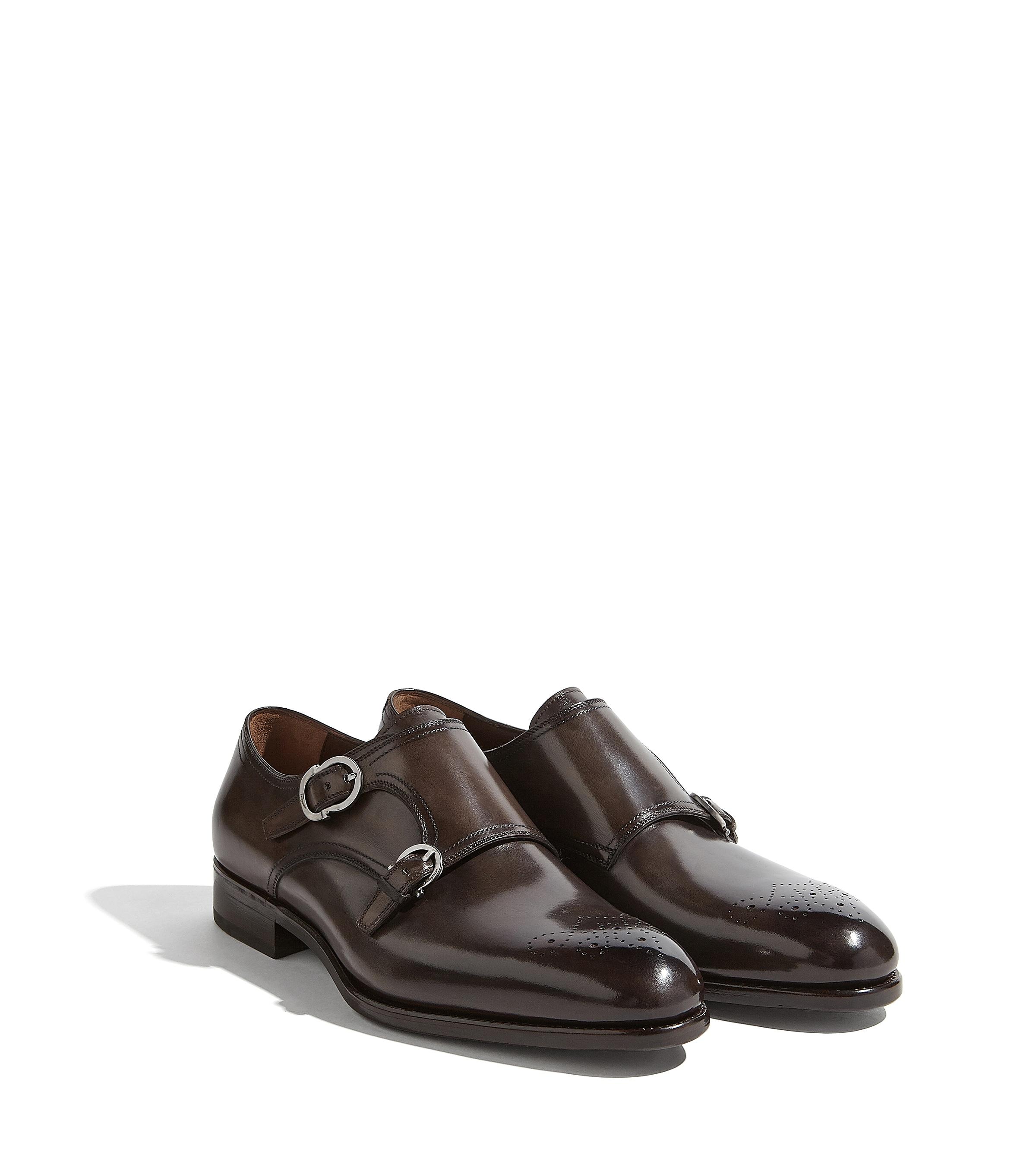 ferragamo double monk strap brown