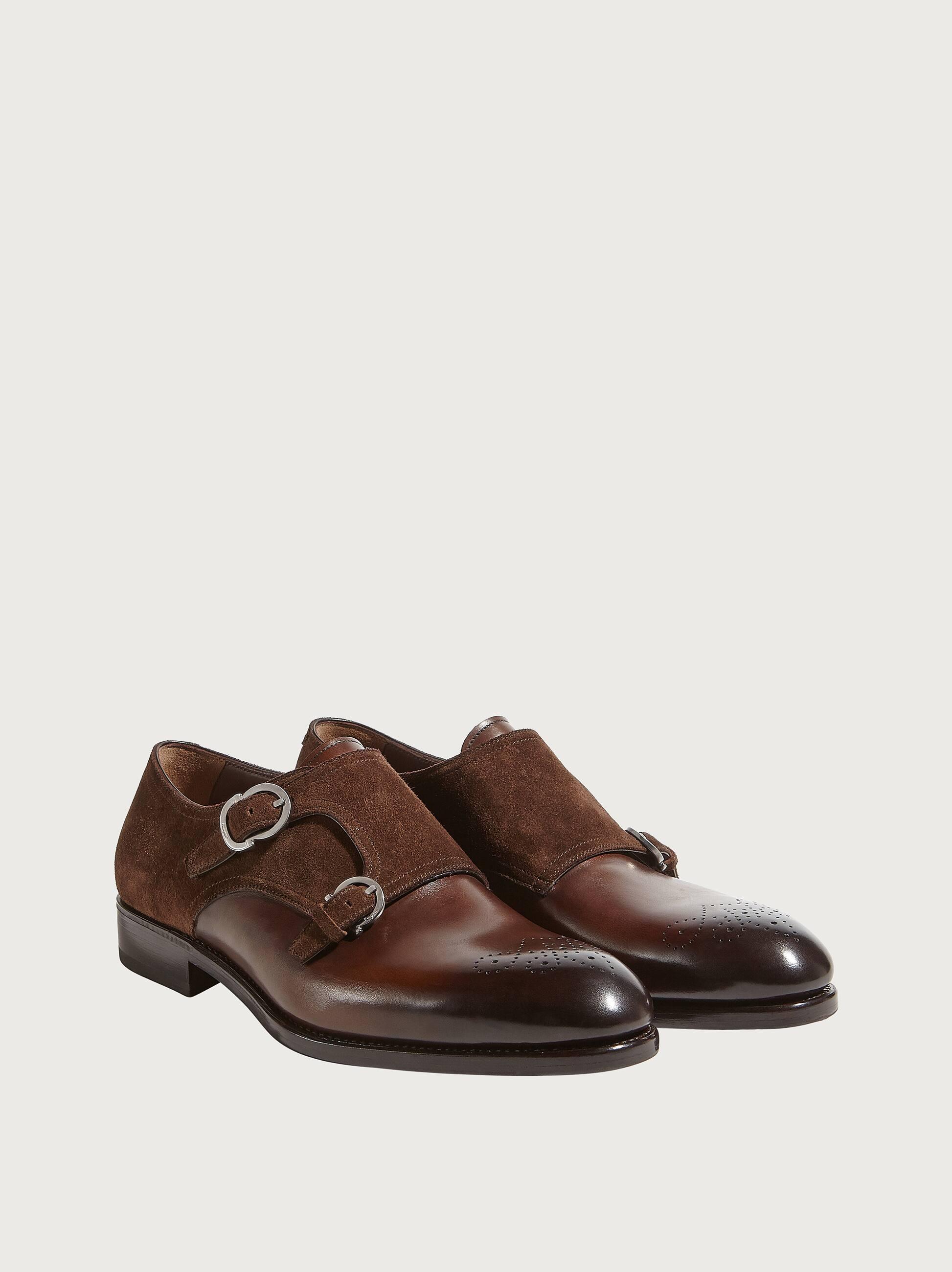 ferragamo double monk strap brown