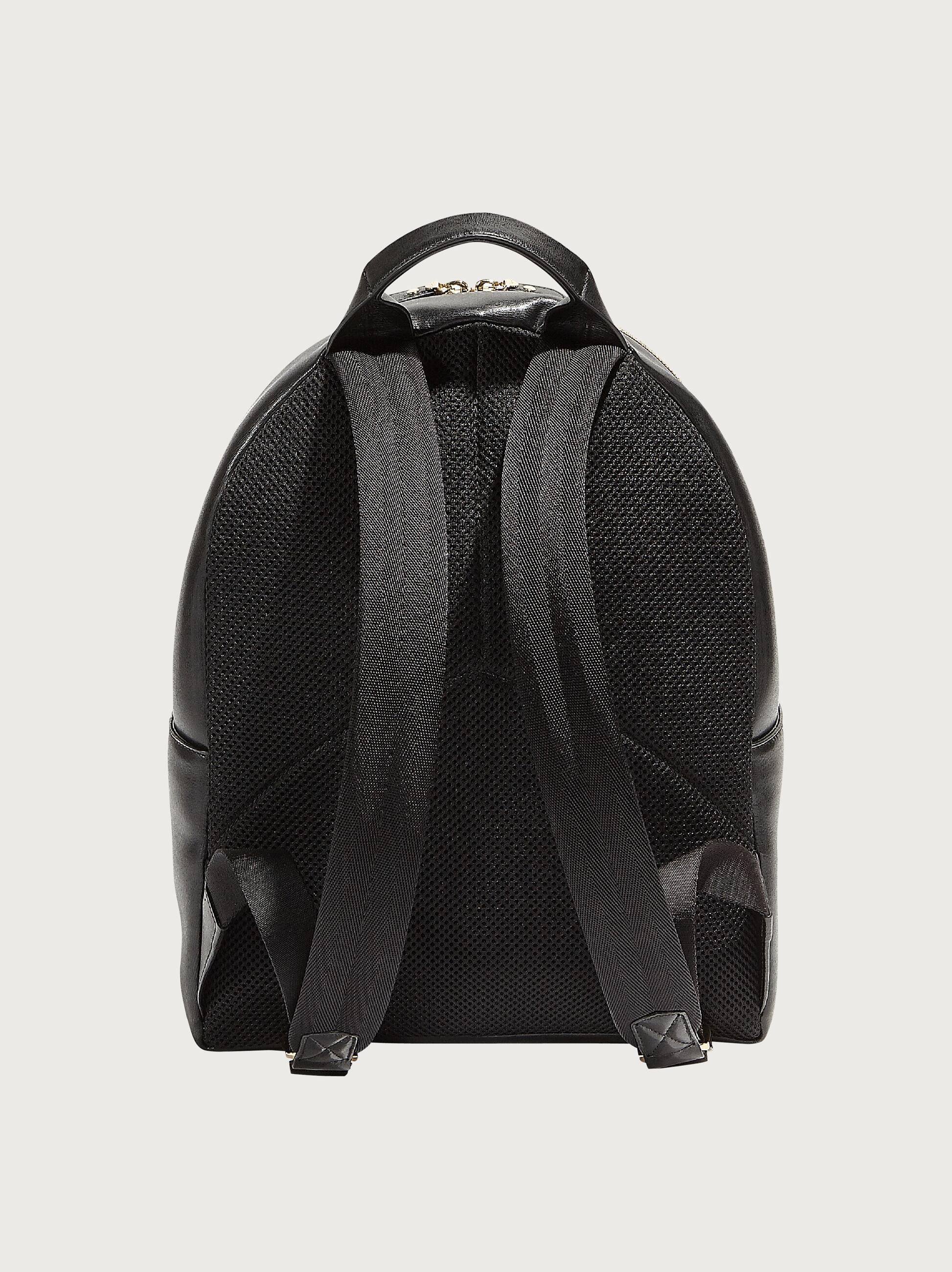 Ferragamo Gancini City Large Leather Backpack in Nero Black/Gold (Black