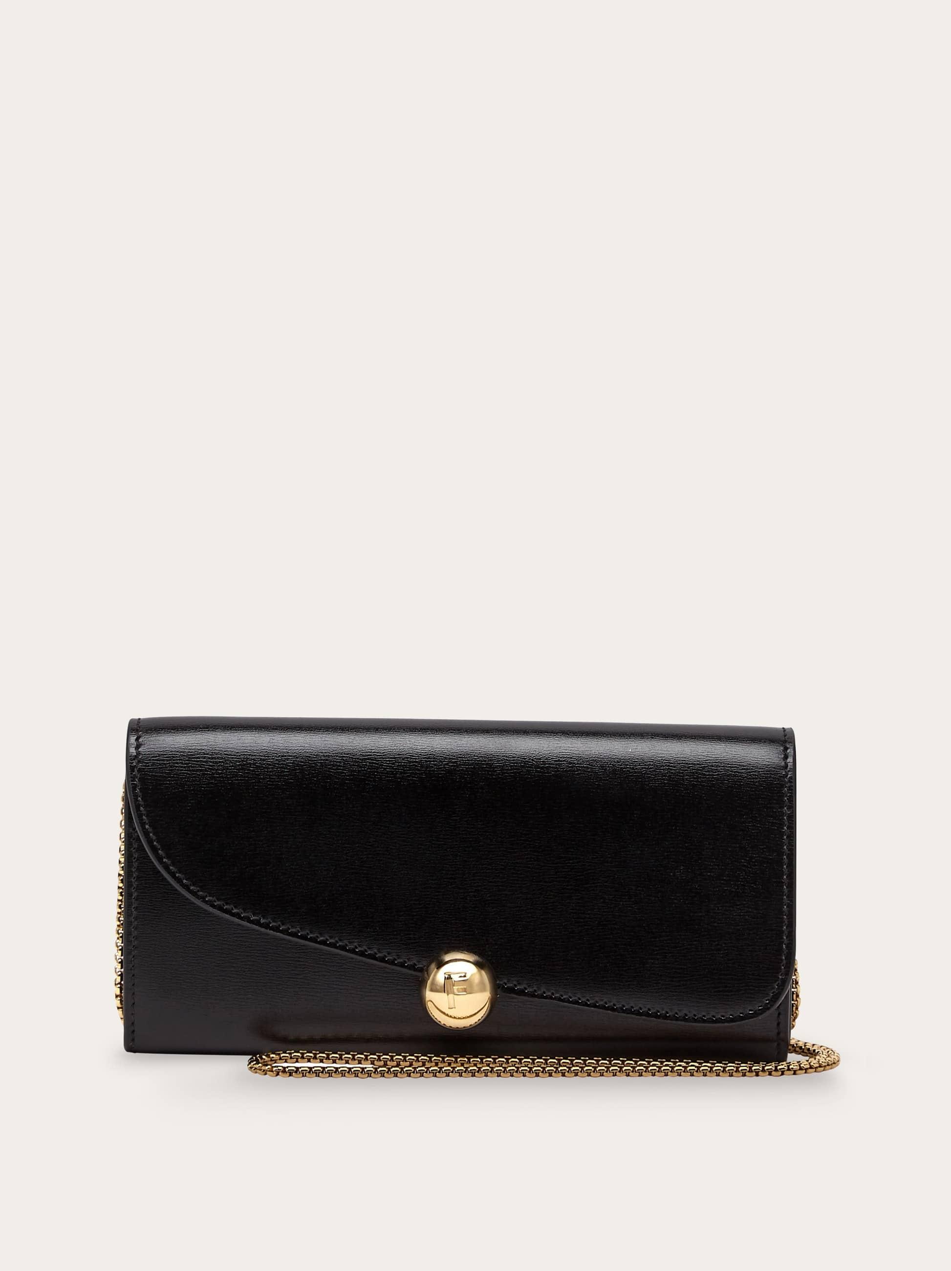 Ferragamo Asymmetrical Flap Wallet in Black | Lyst