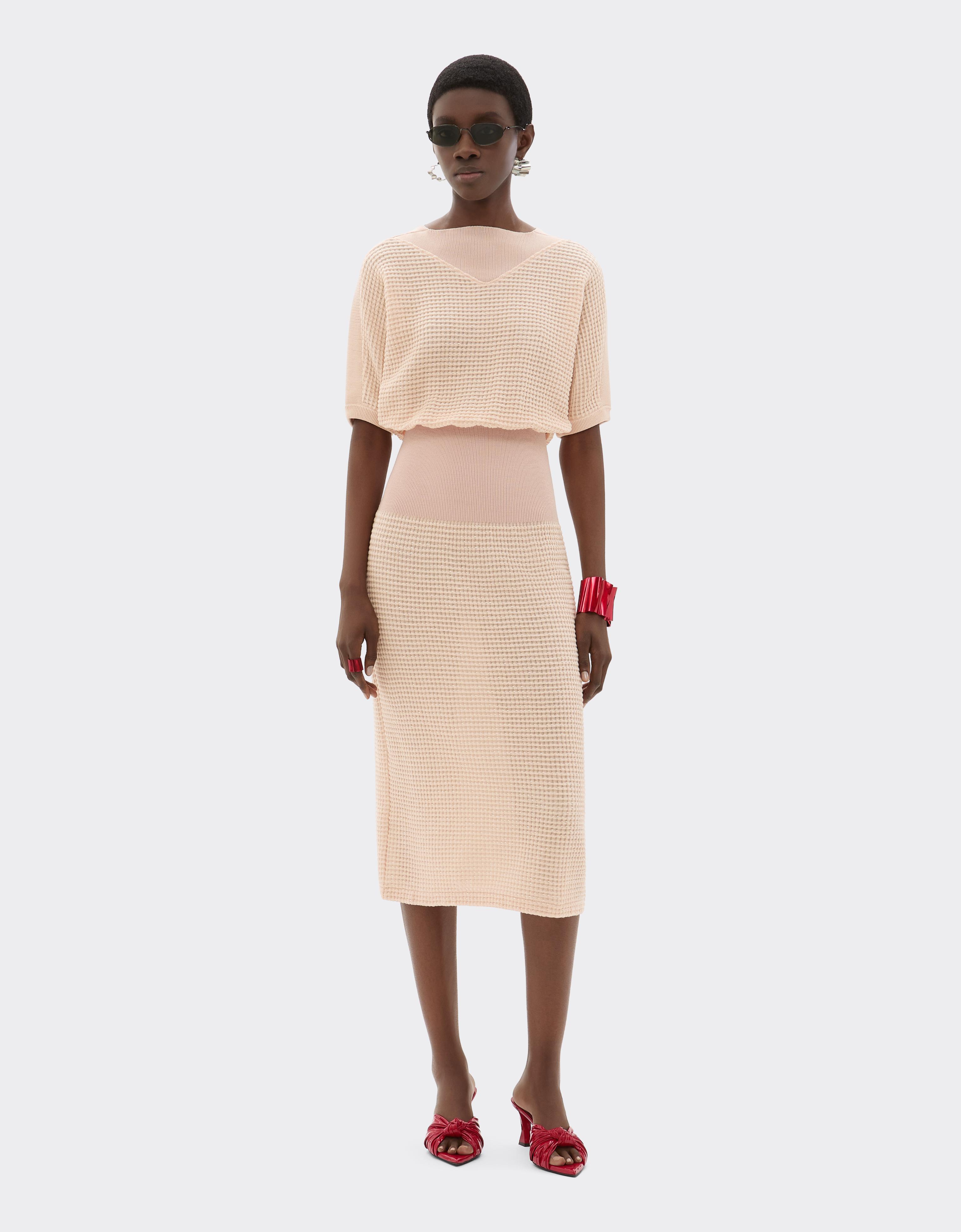 Ferrari Linen And Cotton Knit Dress in Natural | Lyst