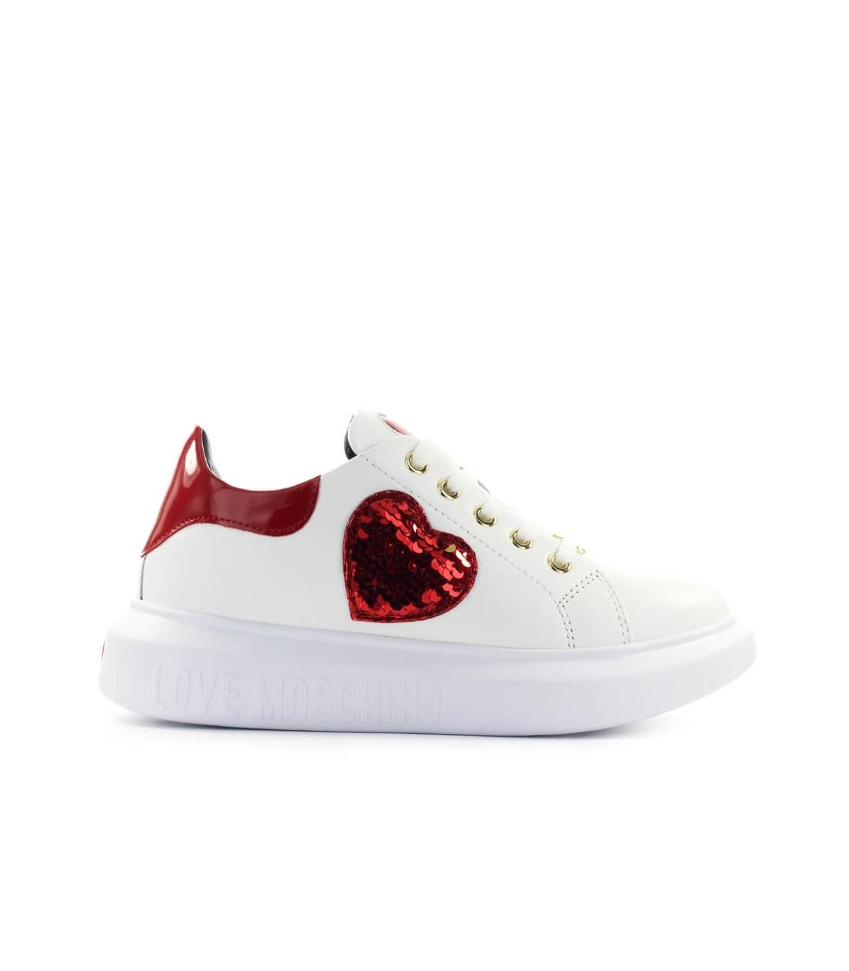 Love Moschino Red Heart White Sneaker | Lyst