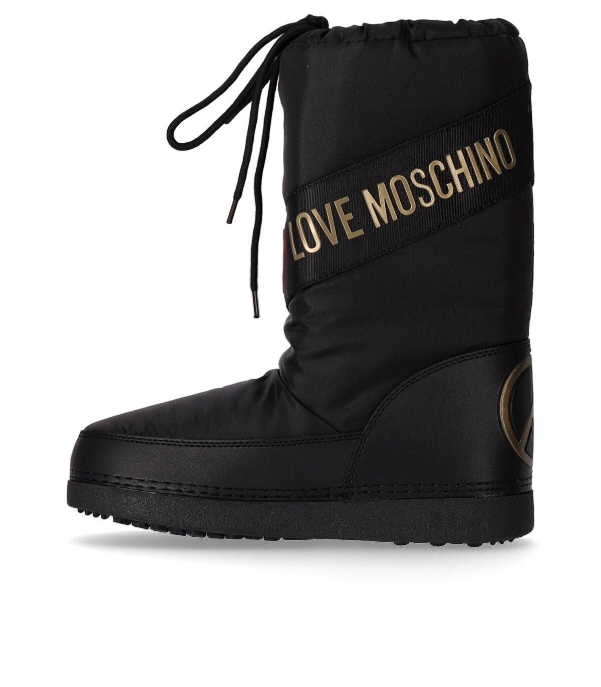 Love Moschino Gold Snow Boot in Black | Lyst