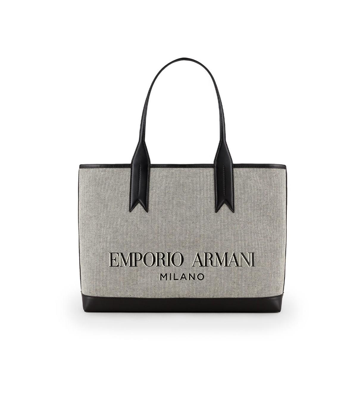Emporio Armani Canvas Shopping Bag in Grey (Gray) | Lyst