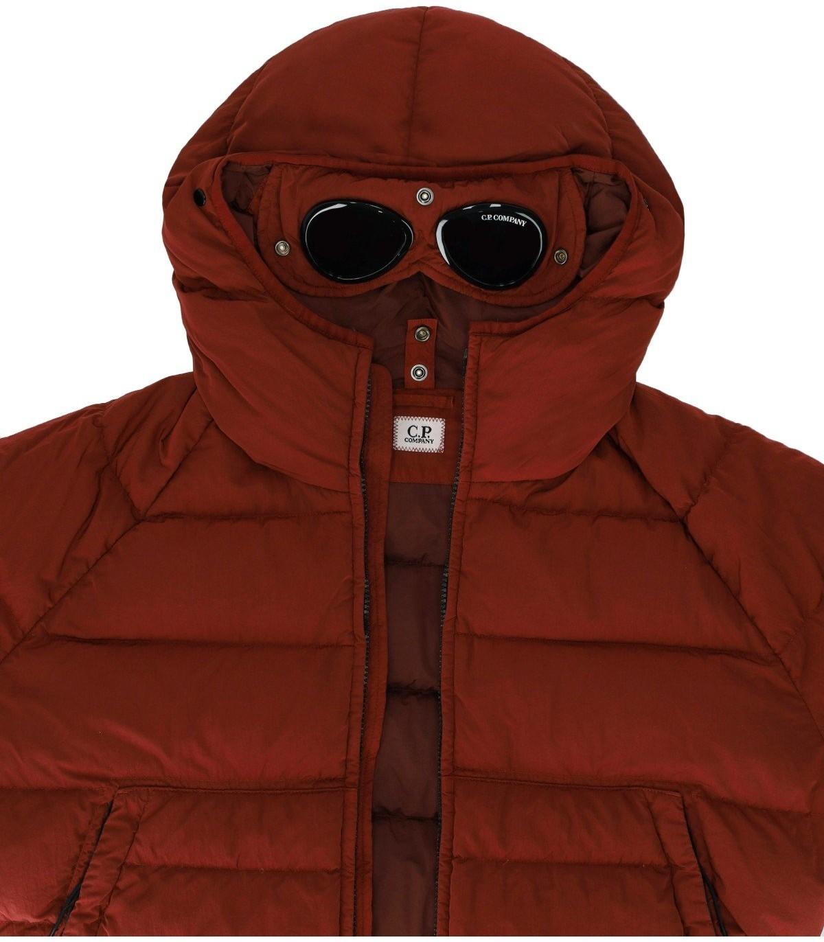 C.P. Company Eco Chrome R Goggle Ketchup Hooded Down Jacket in Red