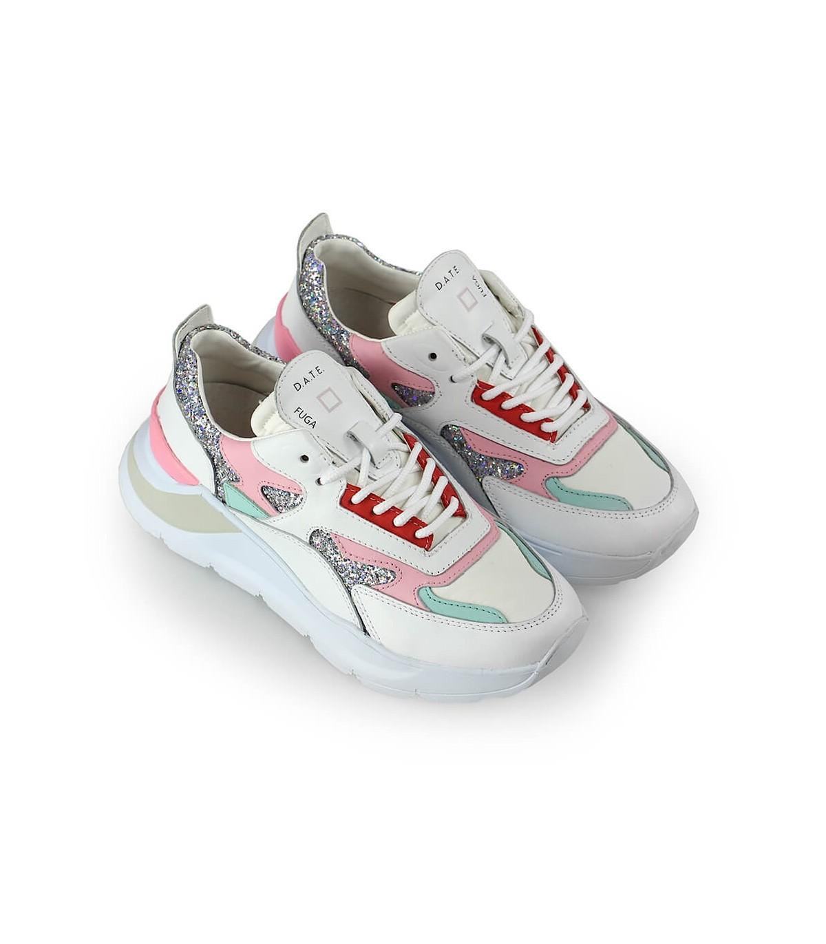 Date Fuga Glitter Pink Silver Sneaker | Lyst