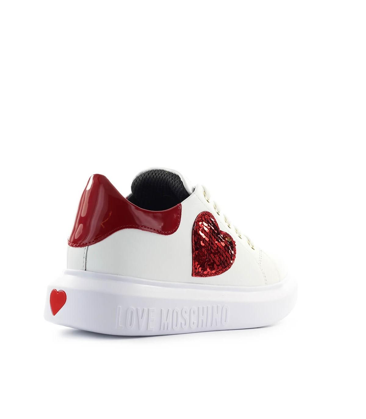 Satire skræmmende det sidste Love Moschino Red Heart White Sneaker | Lyst