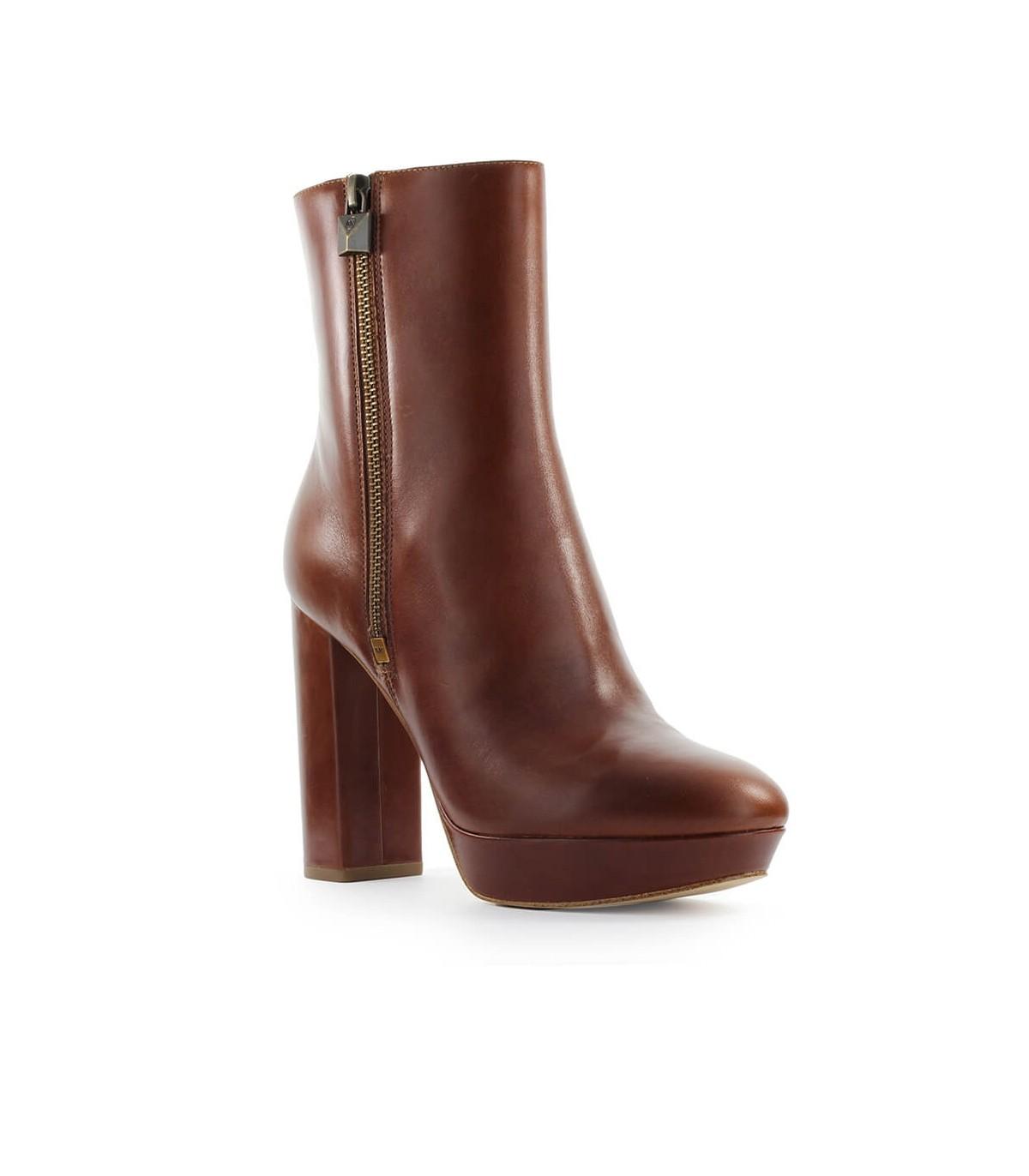 Michael Kors Frenchie Leather Platform Boot in Brown | Lyst