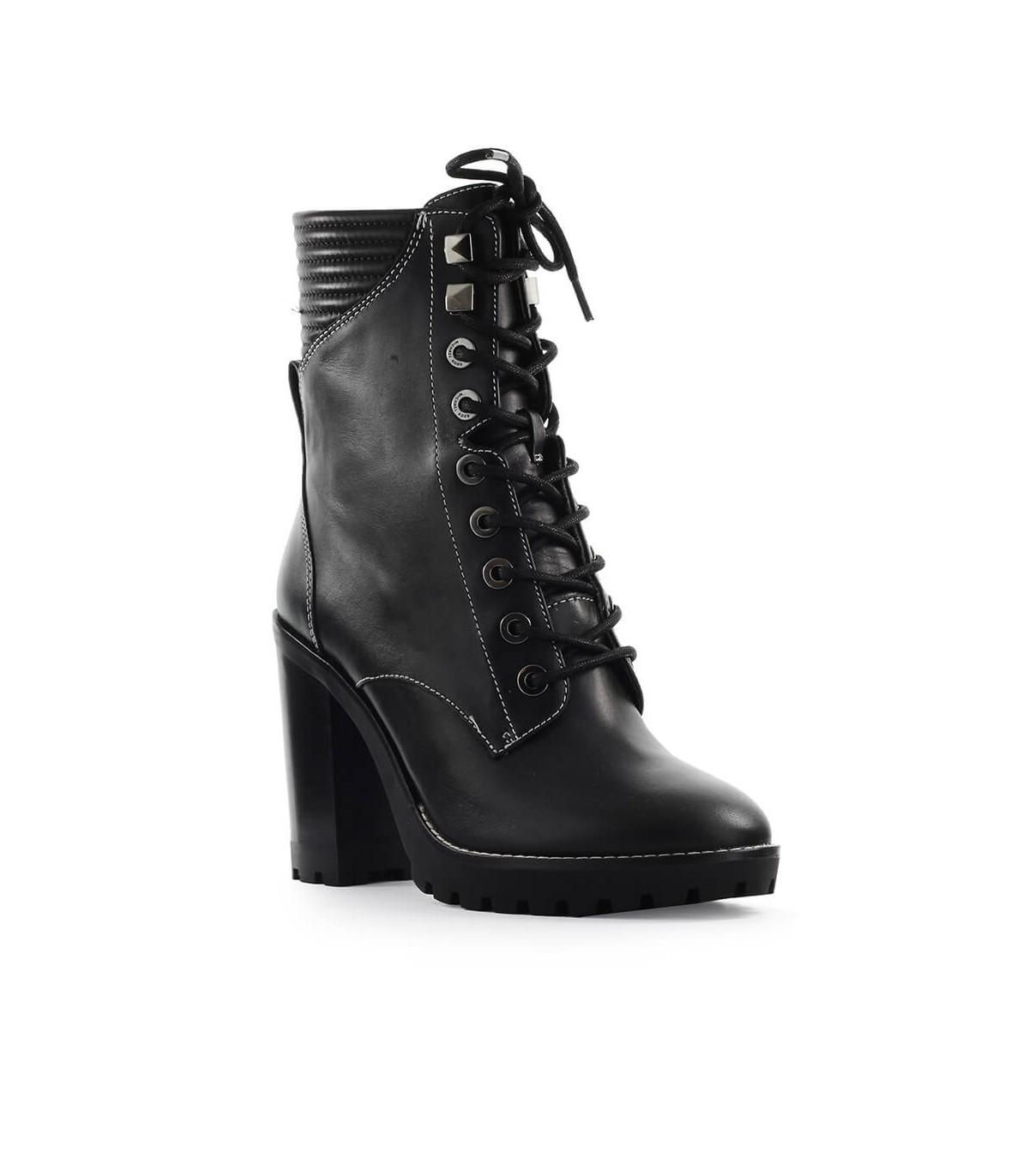 Michael Kors Bastian Leather Combat Boot in Black | Lyst