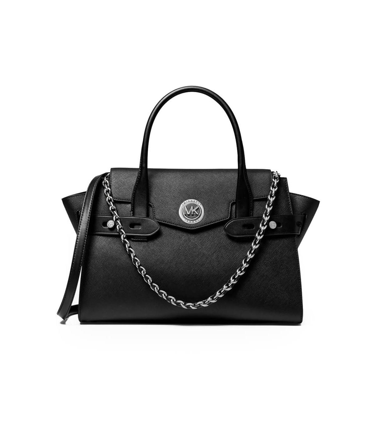 Michael Kors Leather Carmen Large Black Handbag - Lyst