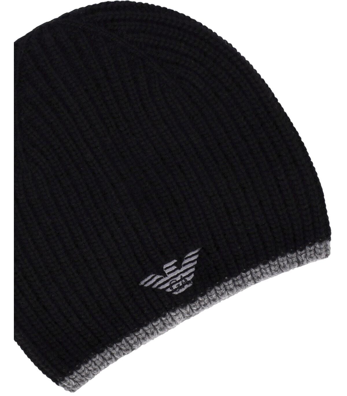 mode fort håndtag Emporio Armani Black Grey Beanie+scarf Set With Logo for Men | Lyst