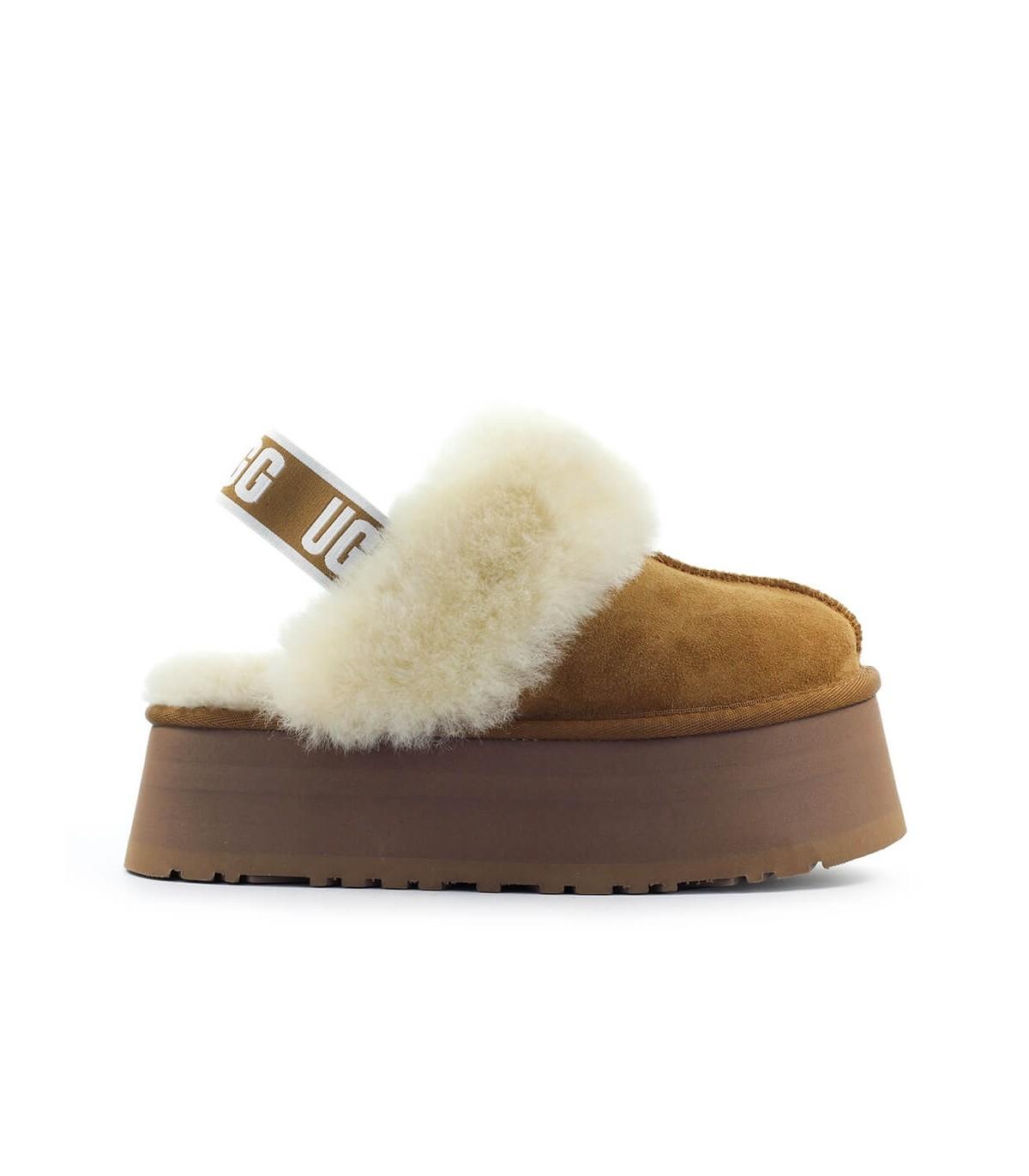 ugg funkette suede shearling platform slippers
