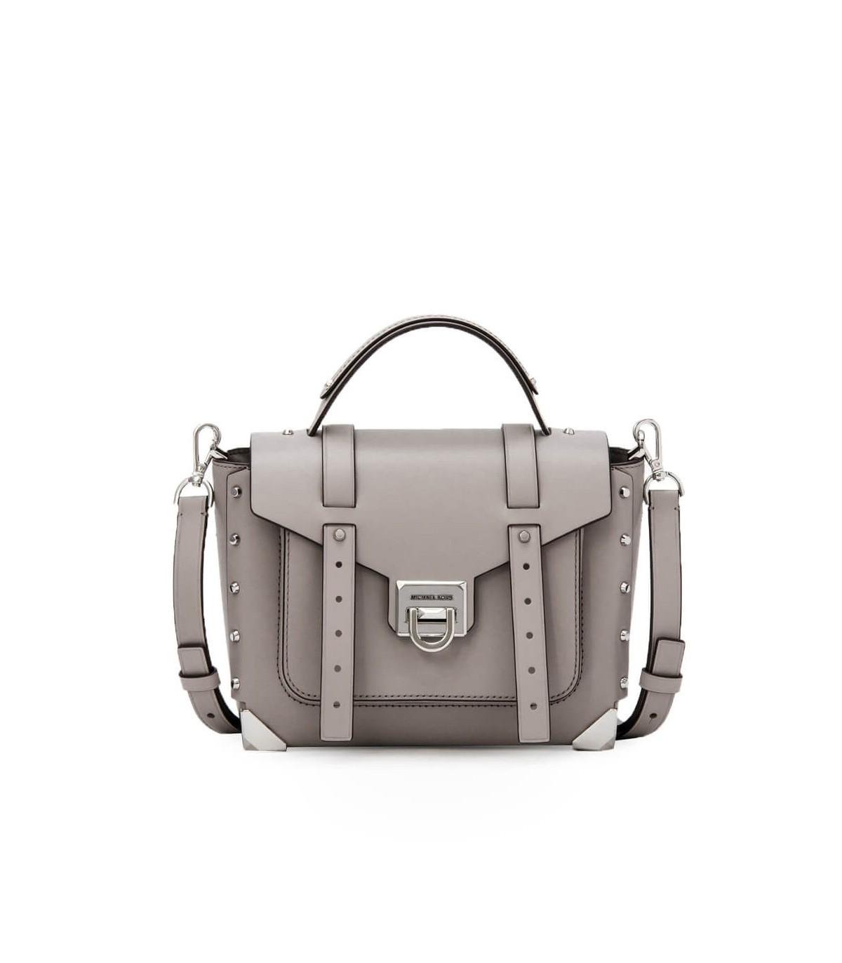 Michael Kors Manhattan Medium Pearl Grey Handbag in Gray | Lyst