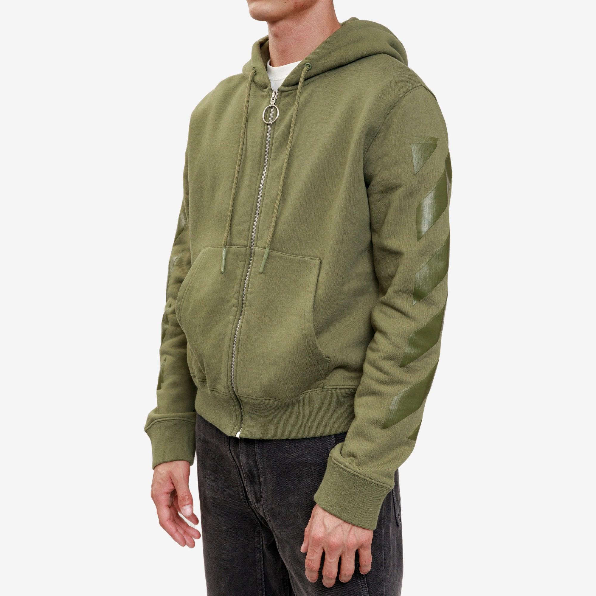 olive green off white hoodie