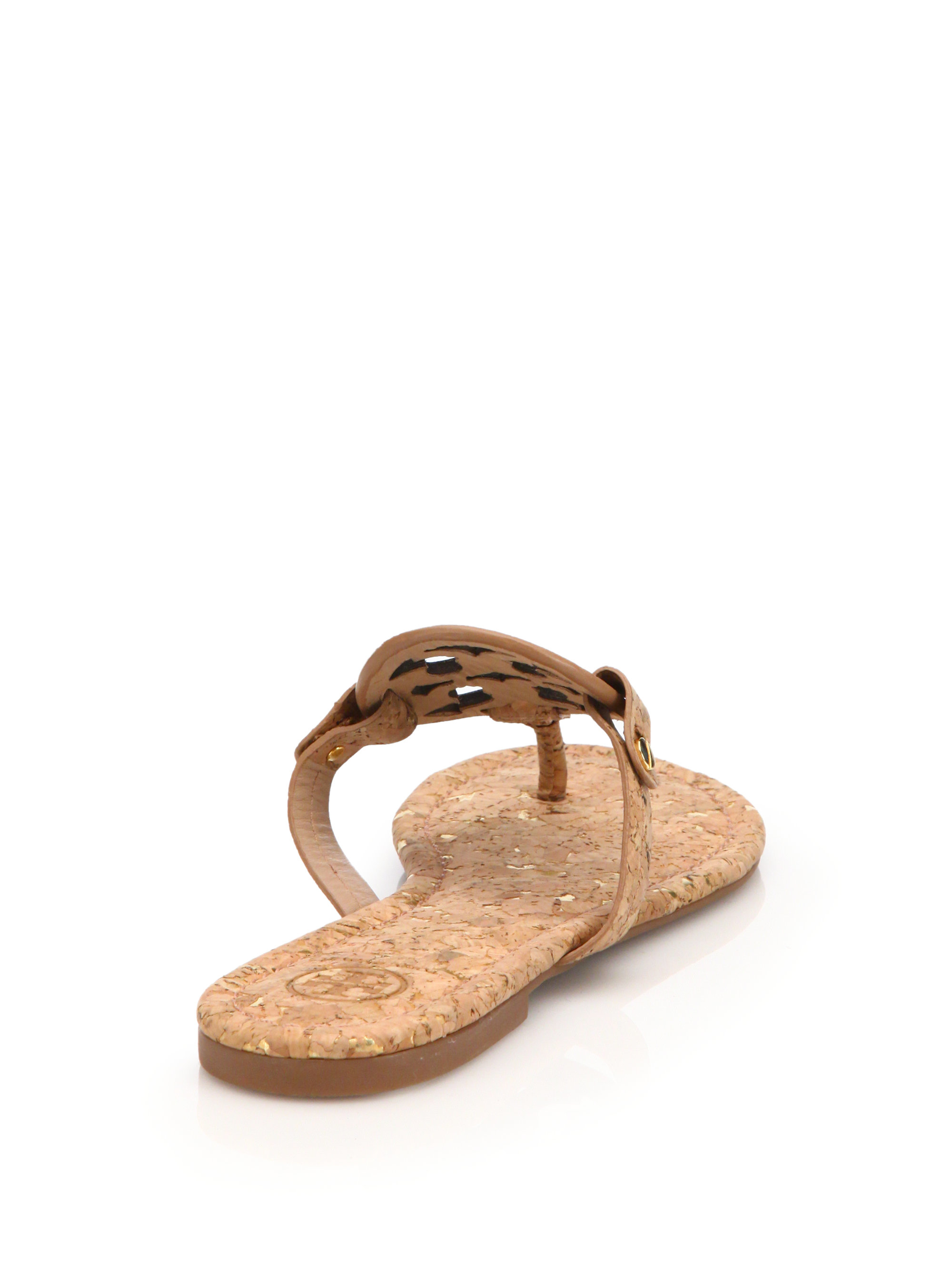 Tory Burch Miller Cork Logo Thong Sandals in Natural | Lyst