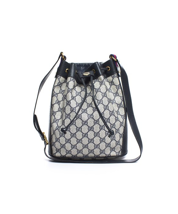 Gucci Pre-Owned Navy Monogram Canvas Vintage Drawstring Bucket Bag in Blue | Lyst