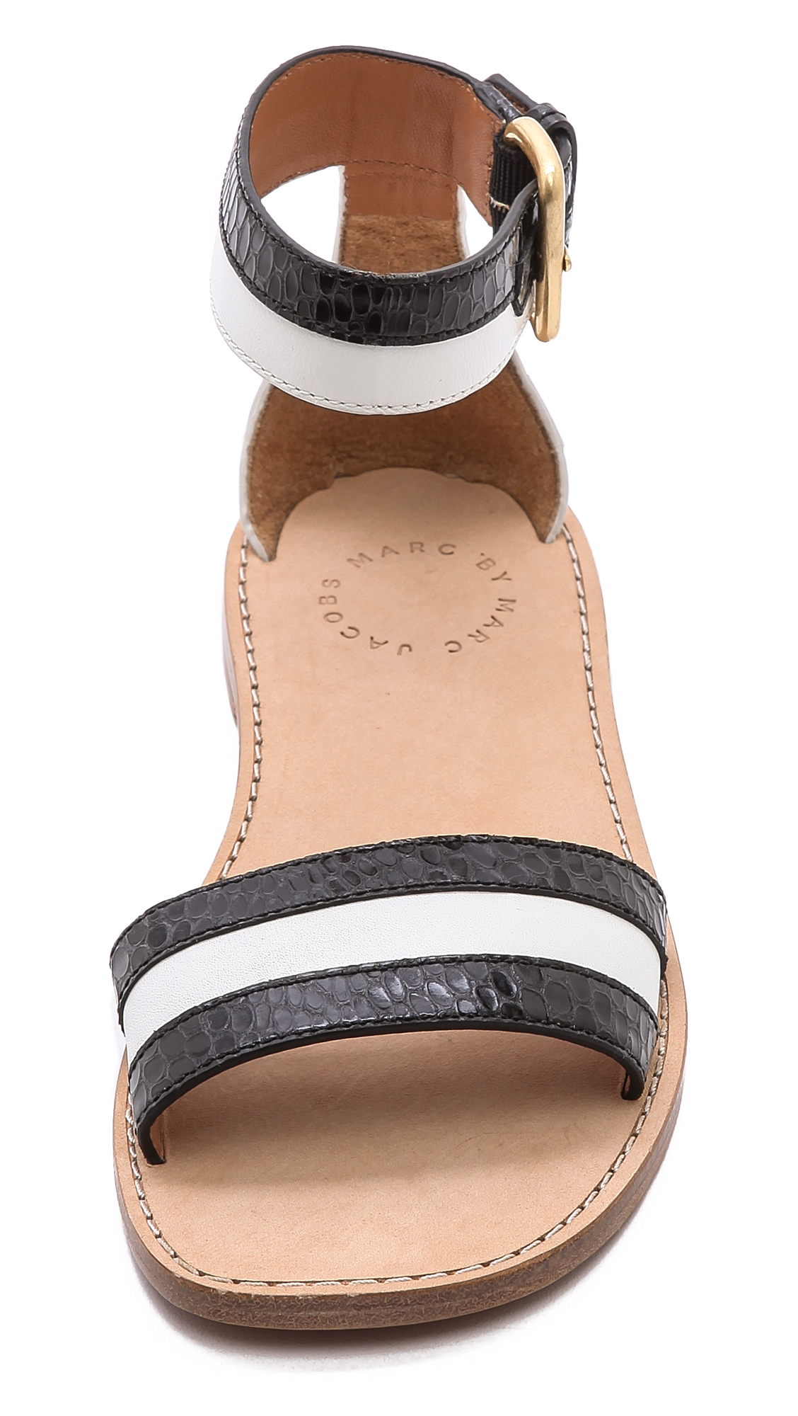 Marc By Marc Jacobs Striped Flat Sandals  Ivoryblack Lyst