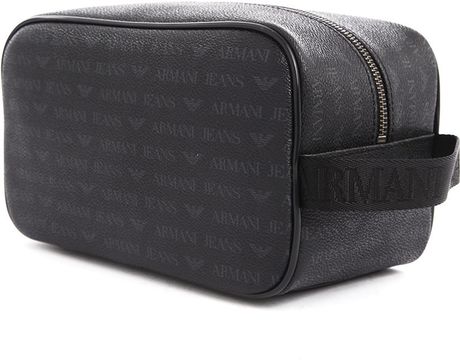 Armani Jeans Black Aj Logo Toiletry Bag in Black for Men | Lyst