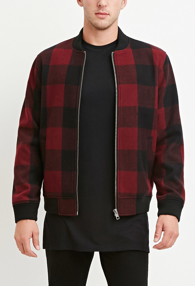 plaid bomber jacket