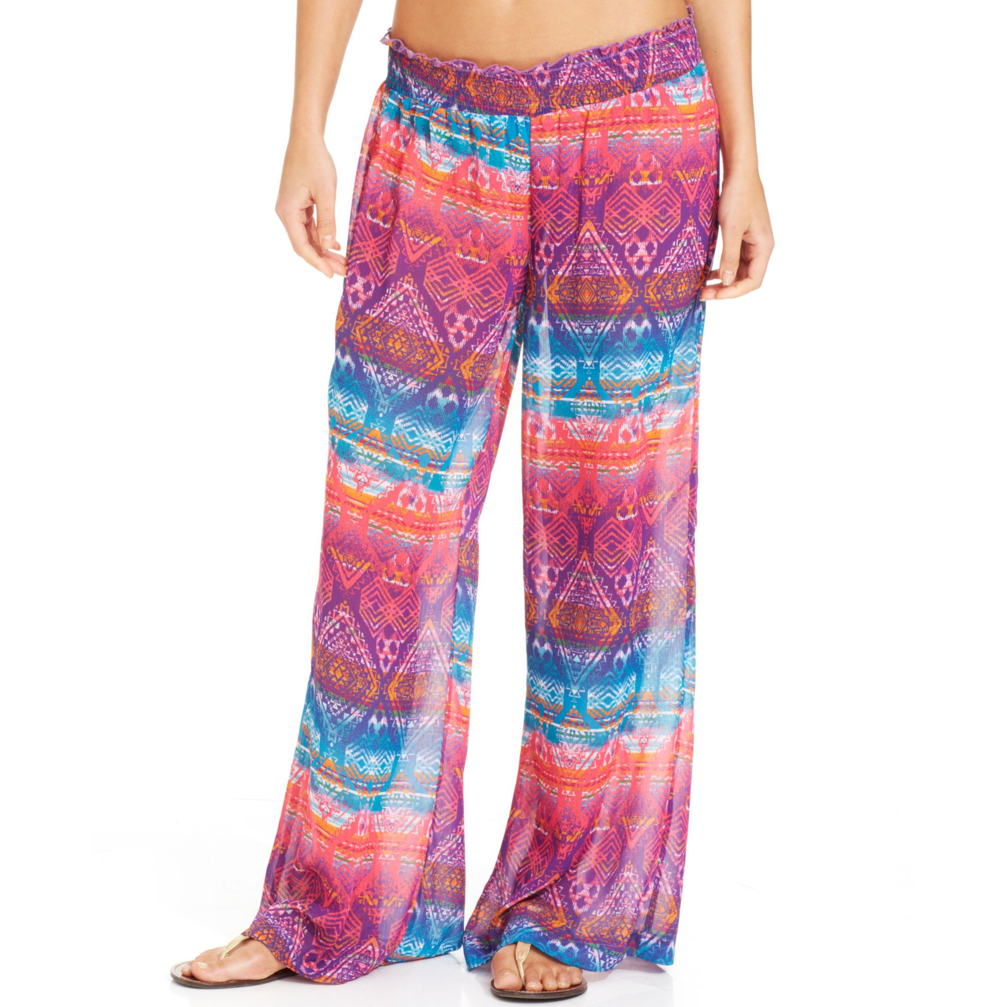 Lyst - Jessica Simpson Tribalprint Chiffon Coverup Pants