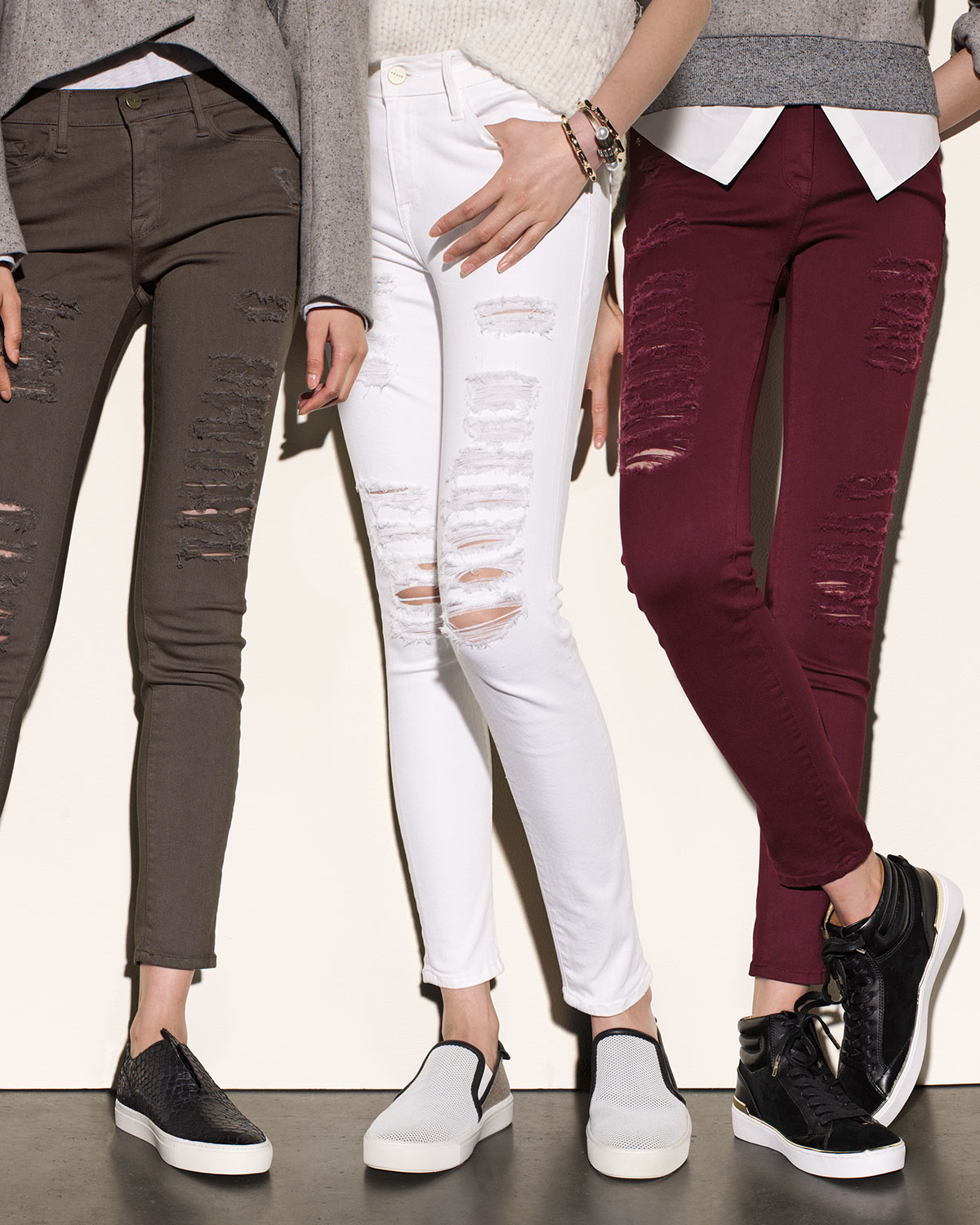 Lyst Frame Le Color Rip Skinny Distressed Jeans in Natural
