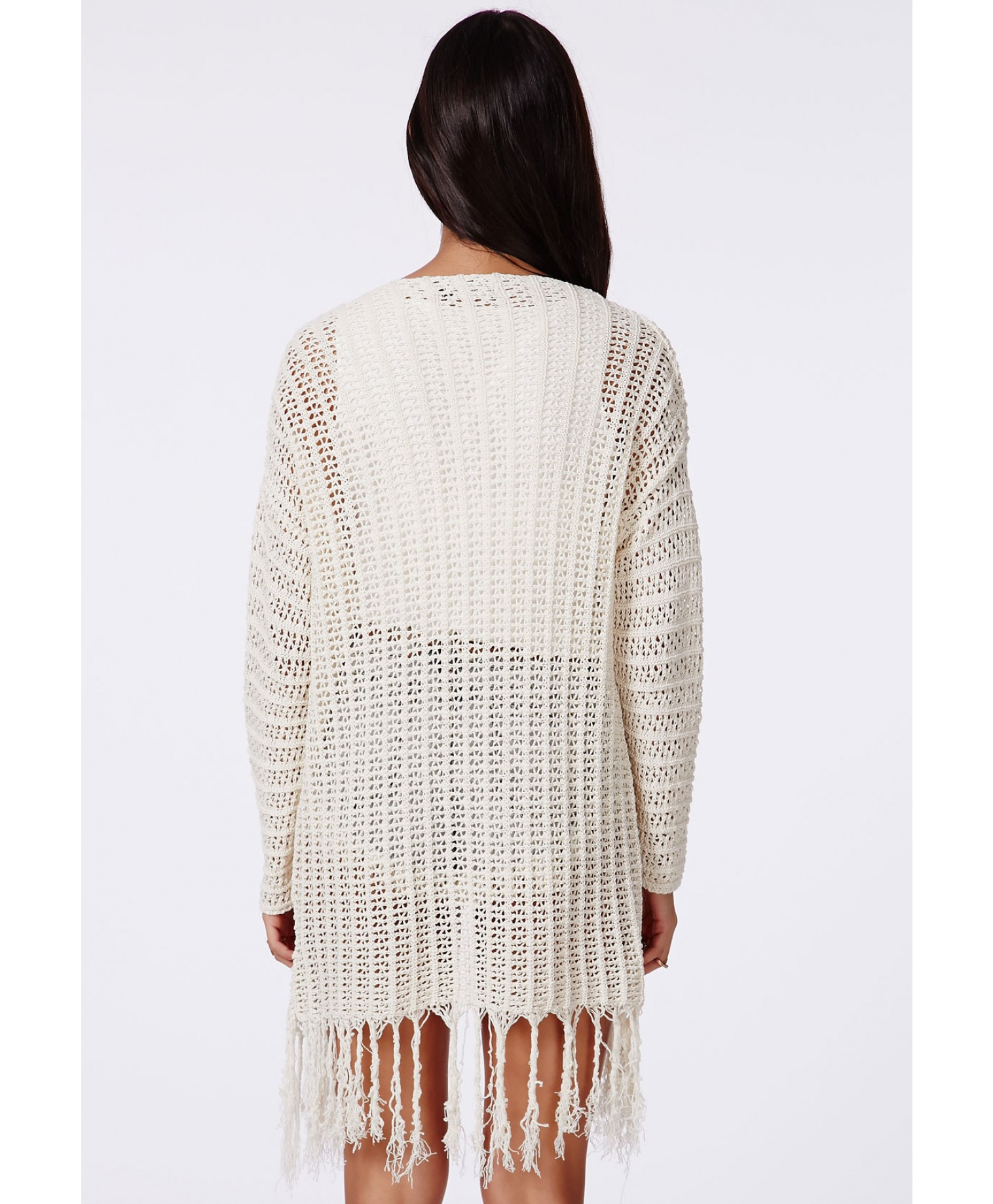 Missguided Dedra Crochet Tassel Cardigan in White Lyst