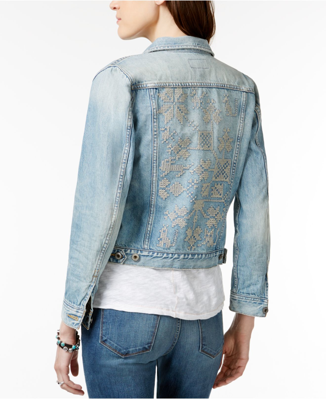 lucky brand embroidered denim jacket