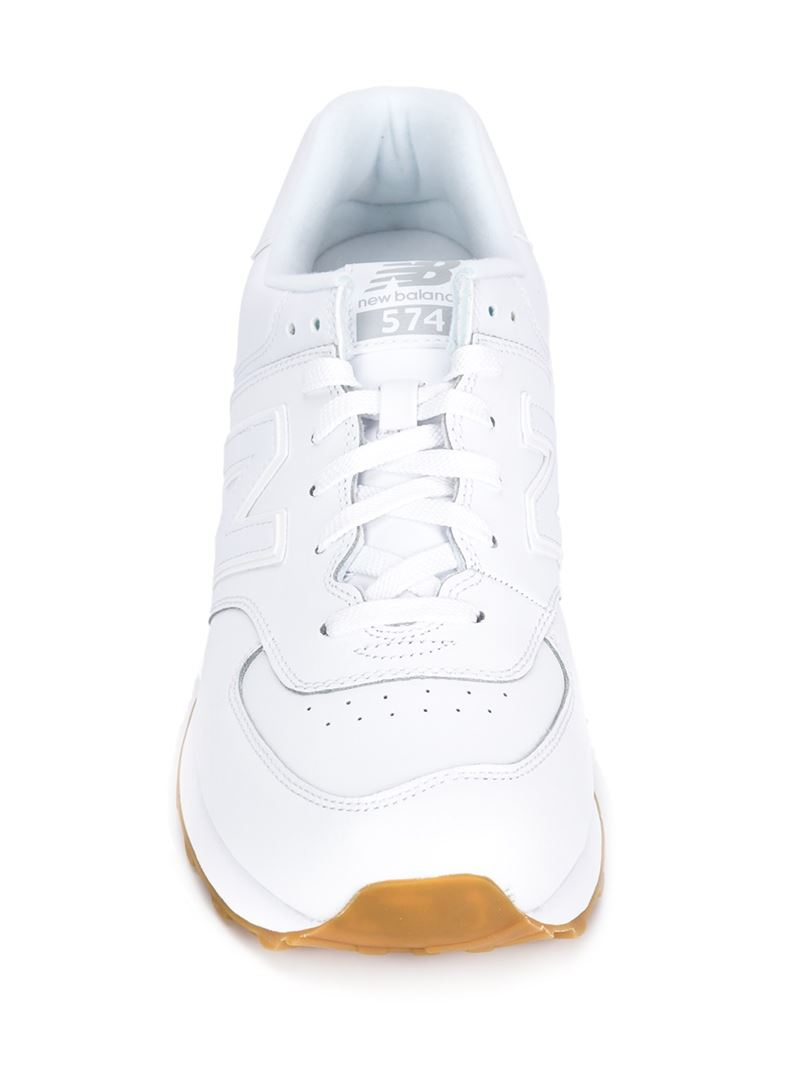 New Balance '574 Leather' Trainers in White for Men Lyst