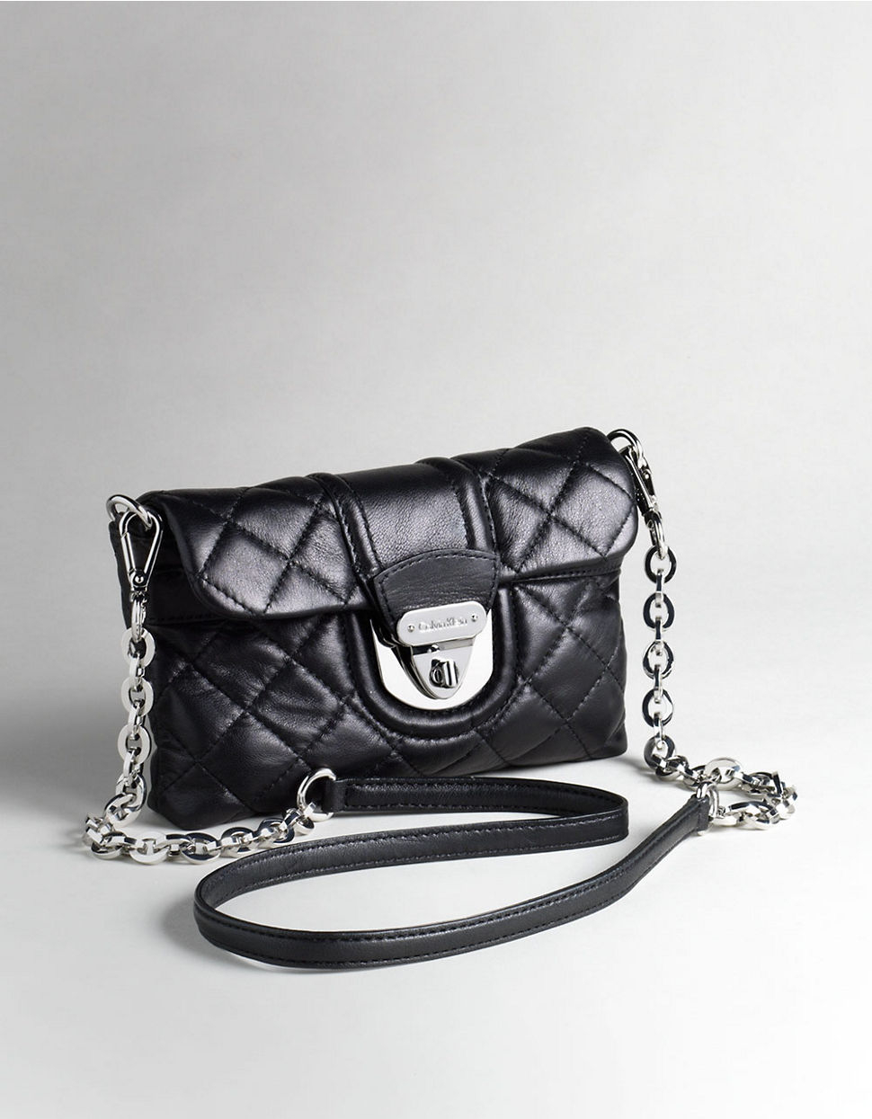 Lyst Calvin Klein Quilted Leather Crossbody Bag in Black