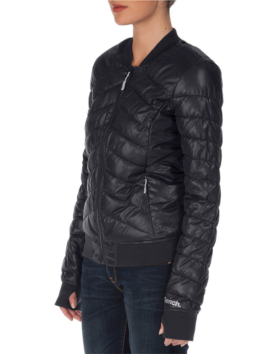 Bench Puffer Thumb-hole Bomber Jacket in Black | Lyst